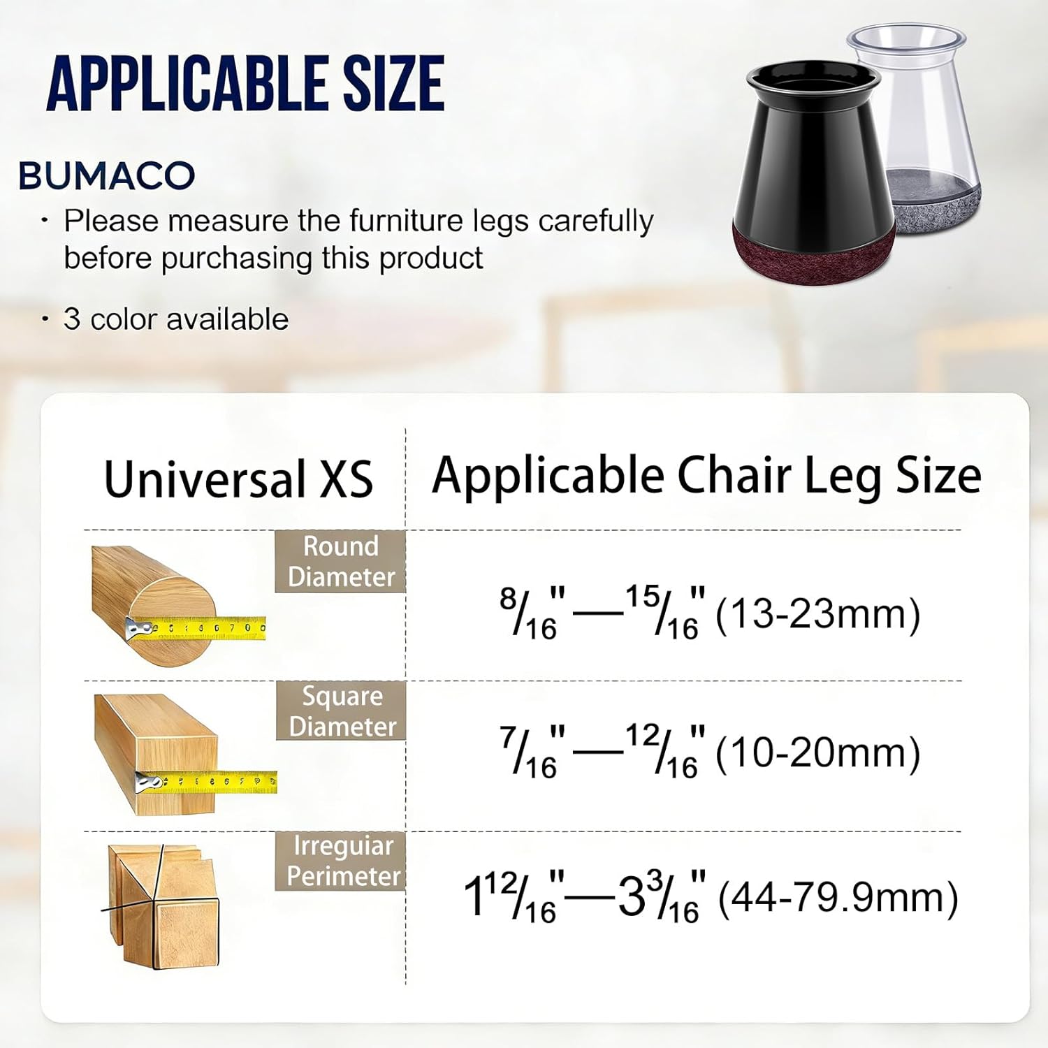 Thumbnail 1 de BUMACO Chair Leg Floor Protectors, 20-Pack