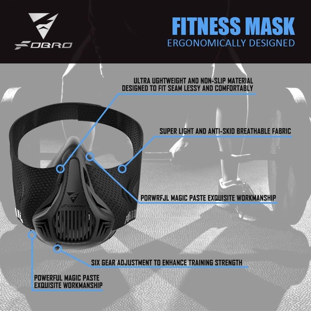 Thumbnail 2 de FDBRO Sport Masks : masque cardio et endurance à 6 niveaux de résistance pour course, fitness et entraînement en altitude