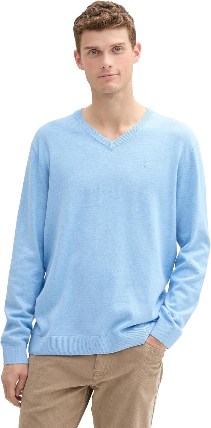 Detalle de TOM TAILOR Maglione basic da uomo con scollo a V