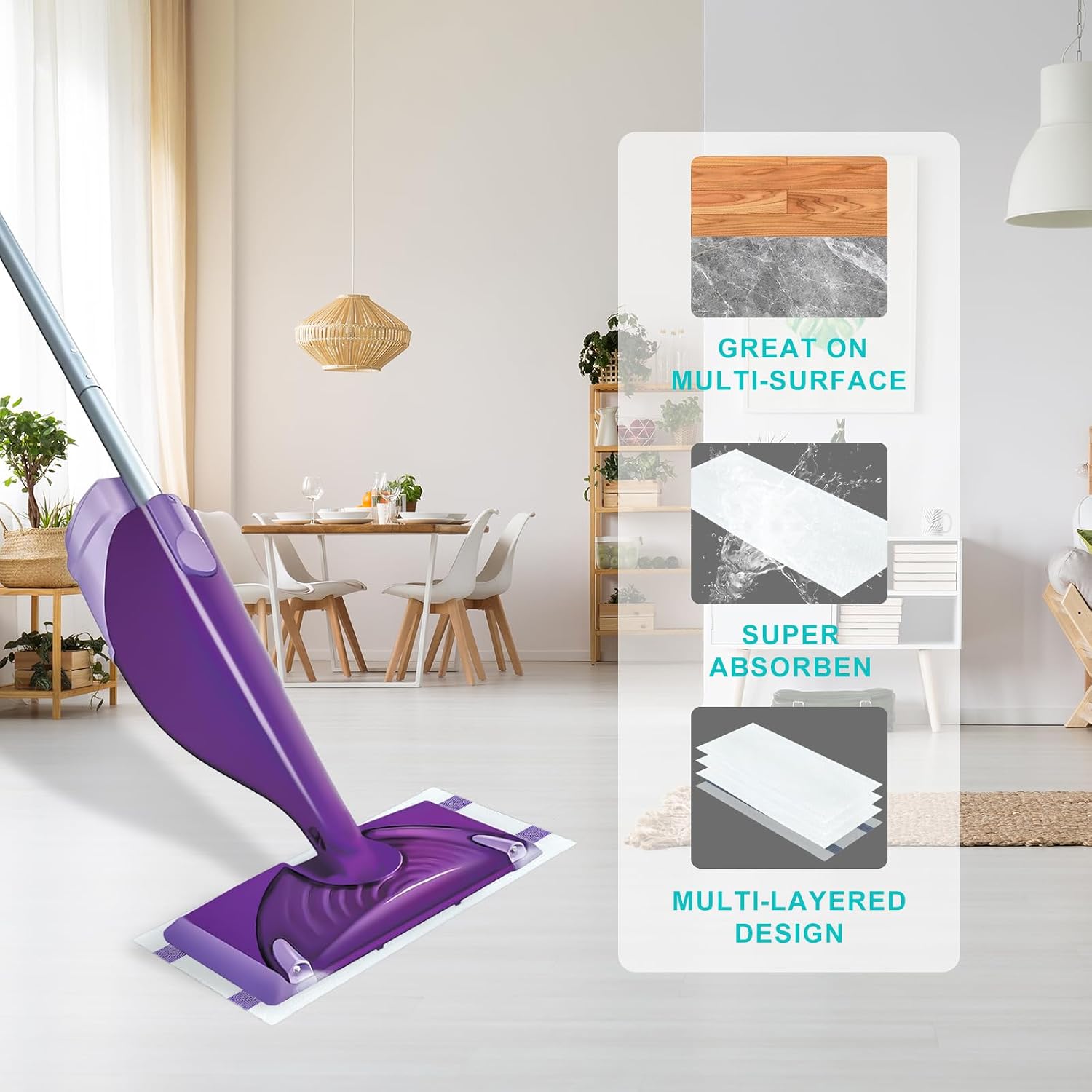 Detalle 2 de ZQZiQi 30-Count Disposable WetJet Mop Pad Refills for Swiffer WetJet