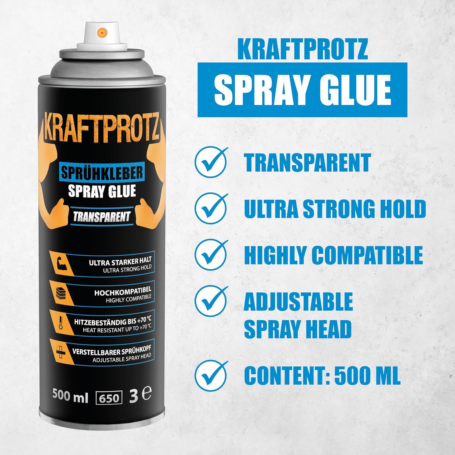 Thumbnail 3 de KRAFTPROTZ Transparent Spray Adhesive 500 ml: Ultra-Strong Bond for Foam, Leather, Wood & More
