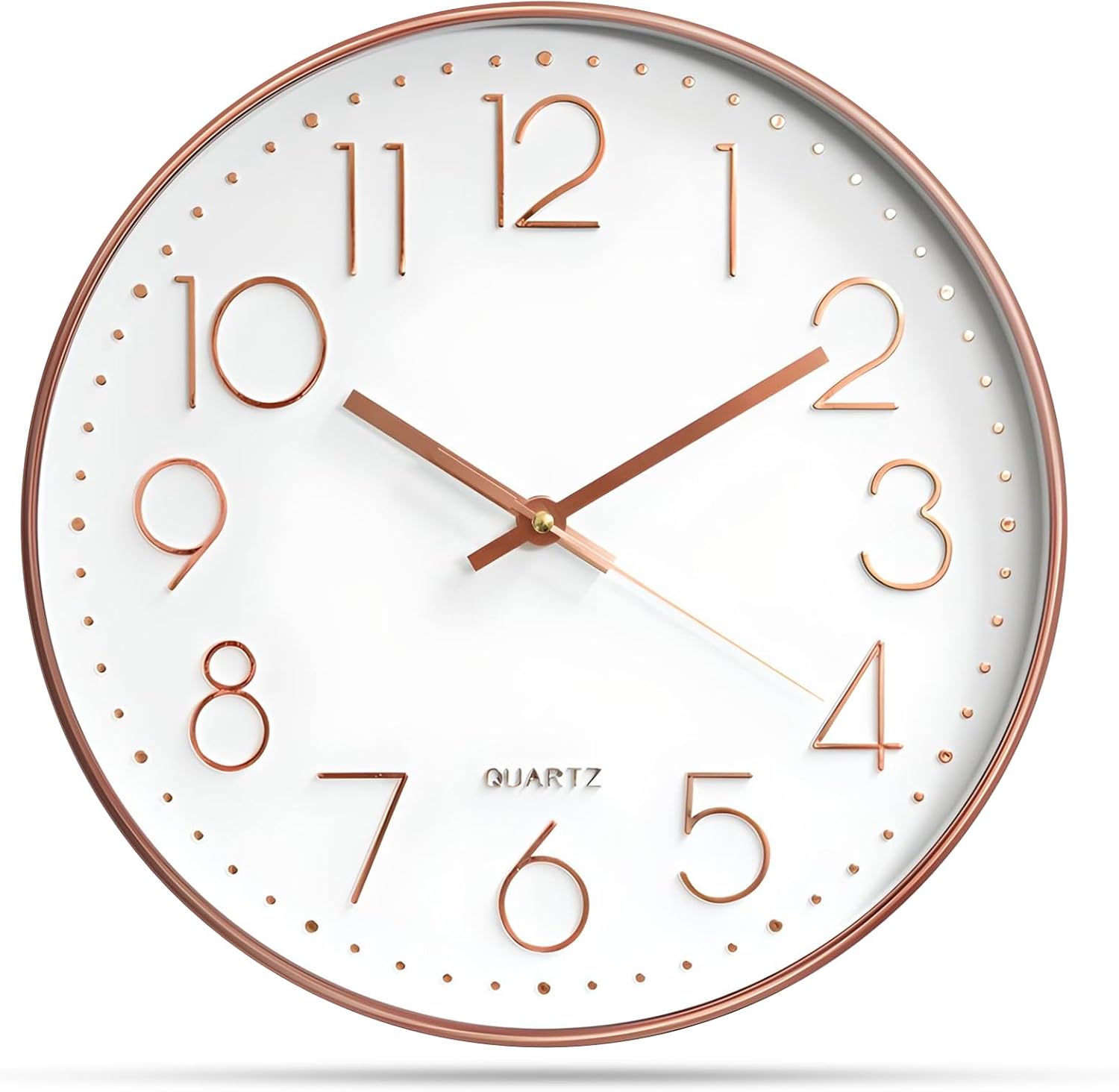 Detalle de Delgeo Modern Silent Wall Clock 25-30cm – Minimalist White/Silver Timepiece for Living Room or Kitchen