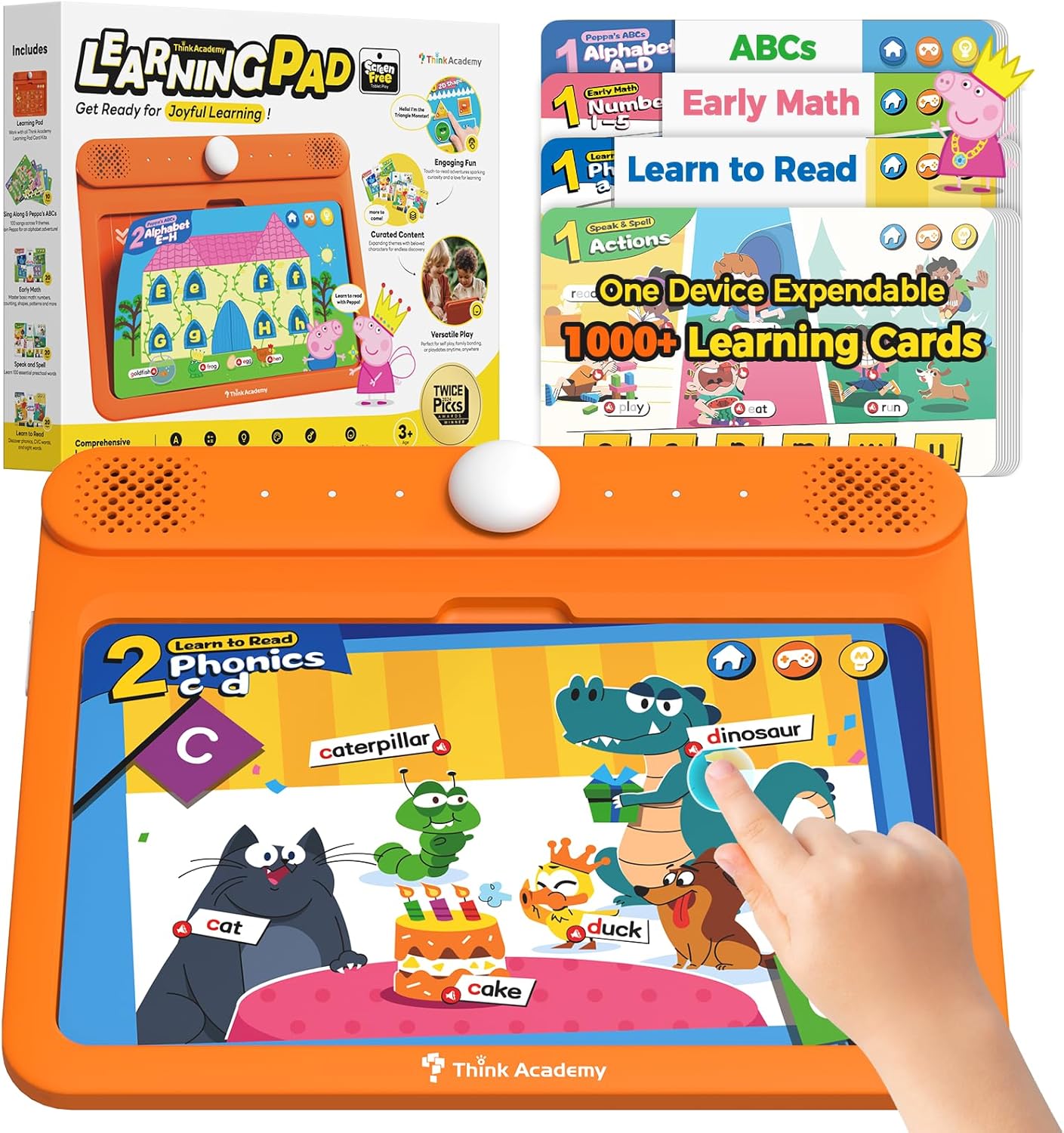 Detalle de Think Academy Learning Pad – Screen-Free Tablet with Flash Cards for Alphabet, Numbers, Early Math, Logic, Nature & Daily Life (Ages 3–5)
