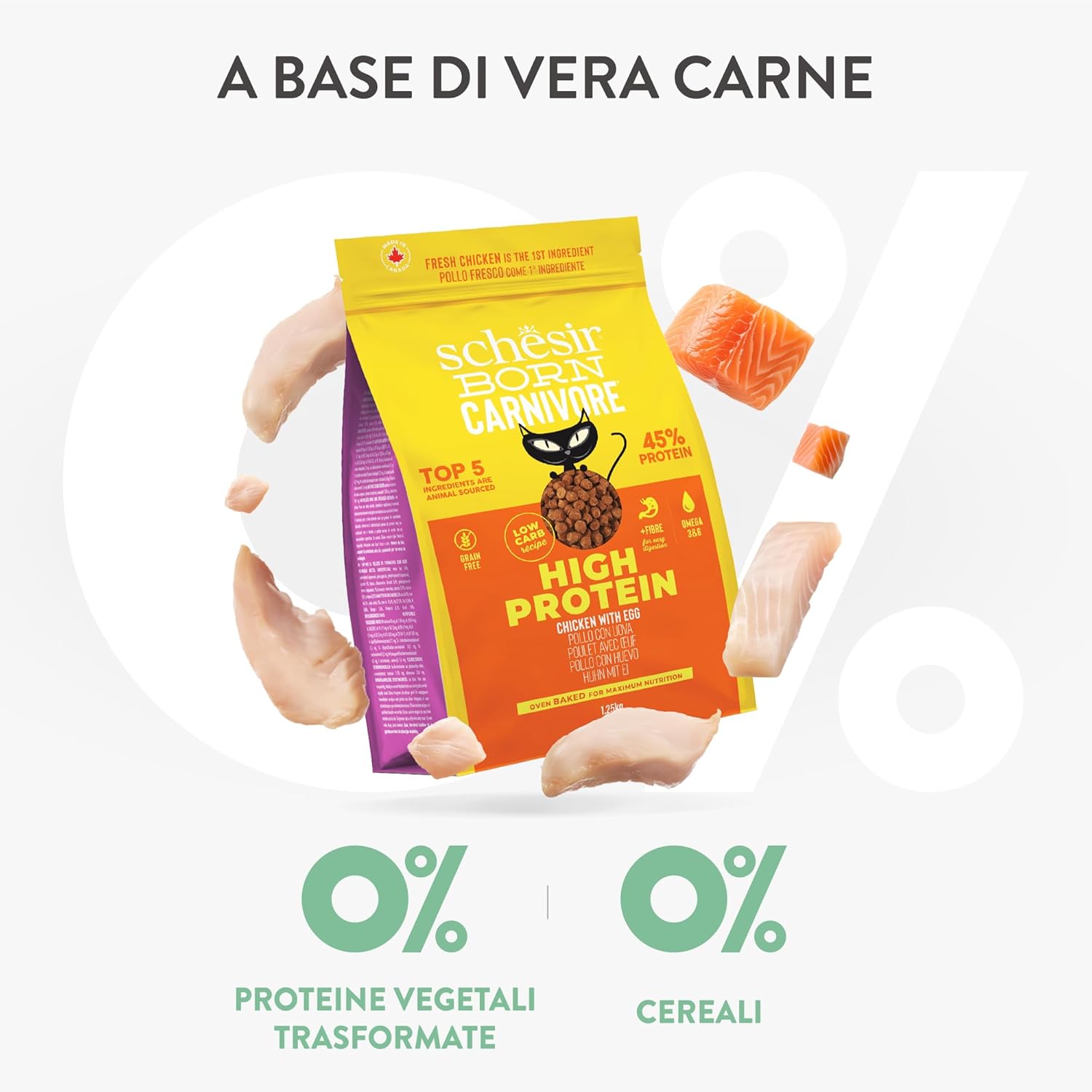 Detalle de Schesir Born Carnivore Pollo e Uovo – Crocchette al forno per Gatti adulti, 1,25 kg