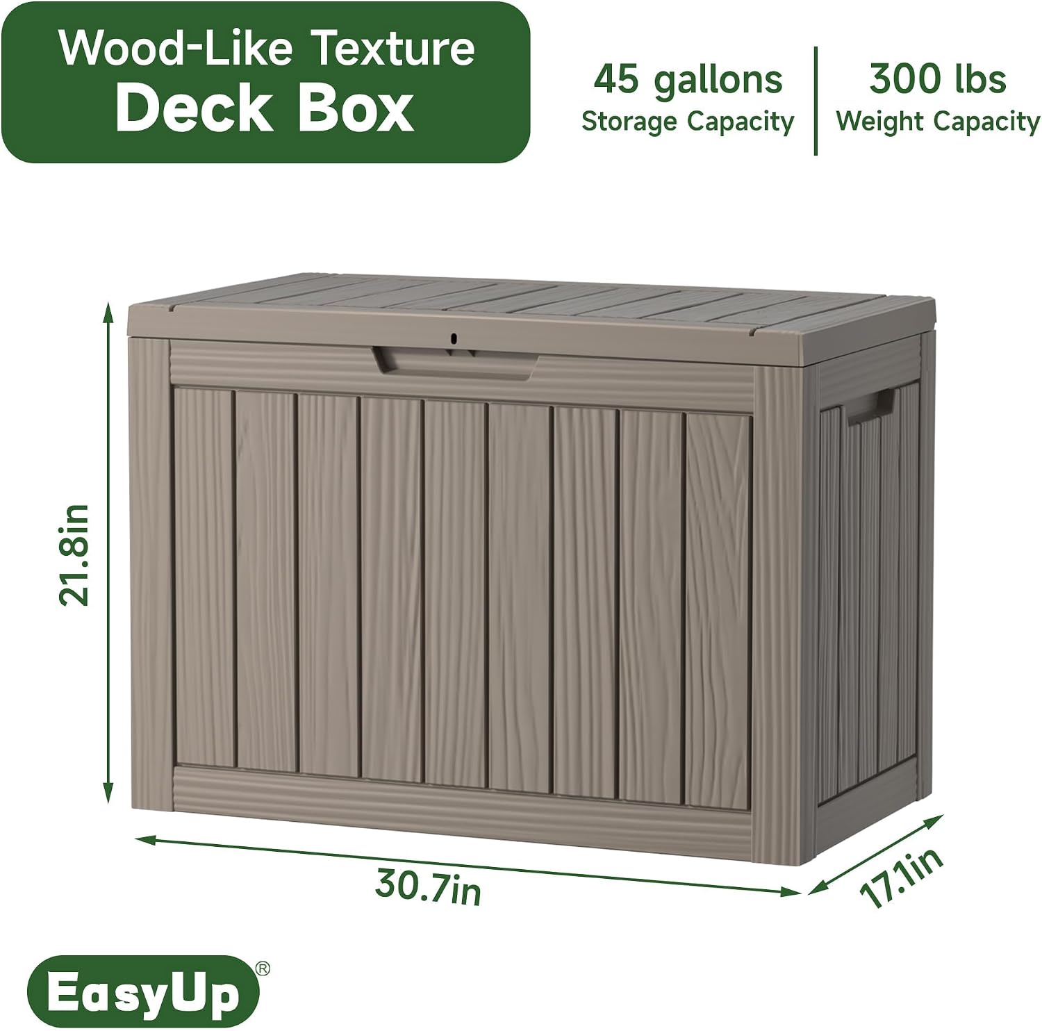 Detalle 2 de EasyUp Deck Box, 45-Gallon Waterproof UV-Resistant Outdoor Storage