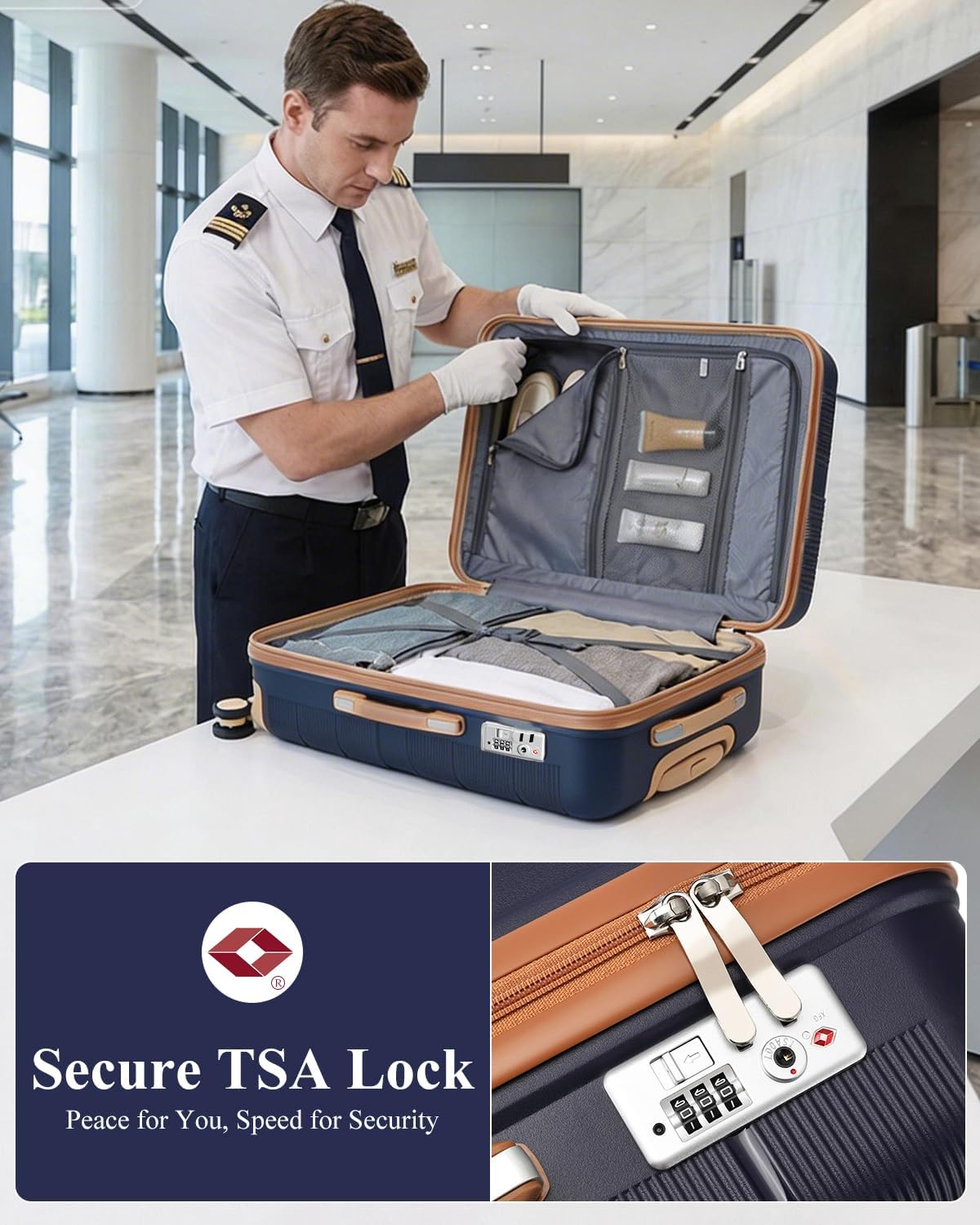 Thumbnail 5 de British Traveller 24" Medium Lightweight Polypropylene Suitcase with TSA Lock and 4 Wheels