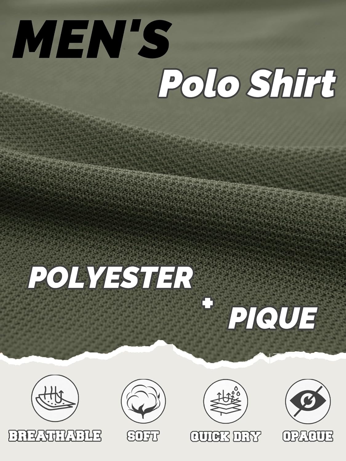 Detalle de KEFITEVD polo homme à séchage rapide en polyester piqué léger