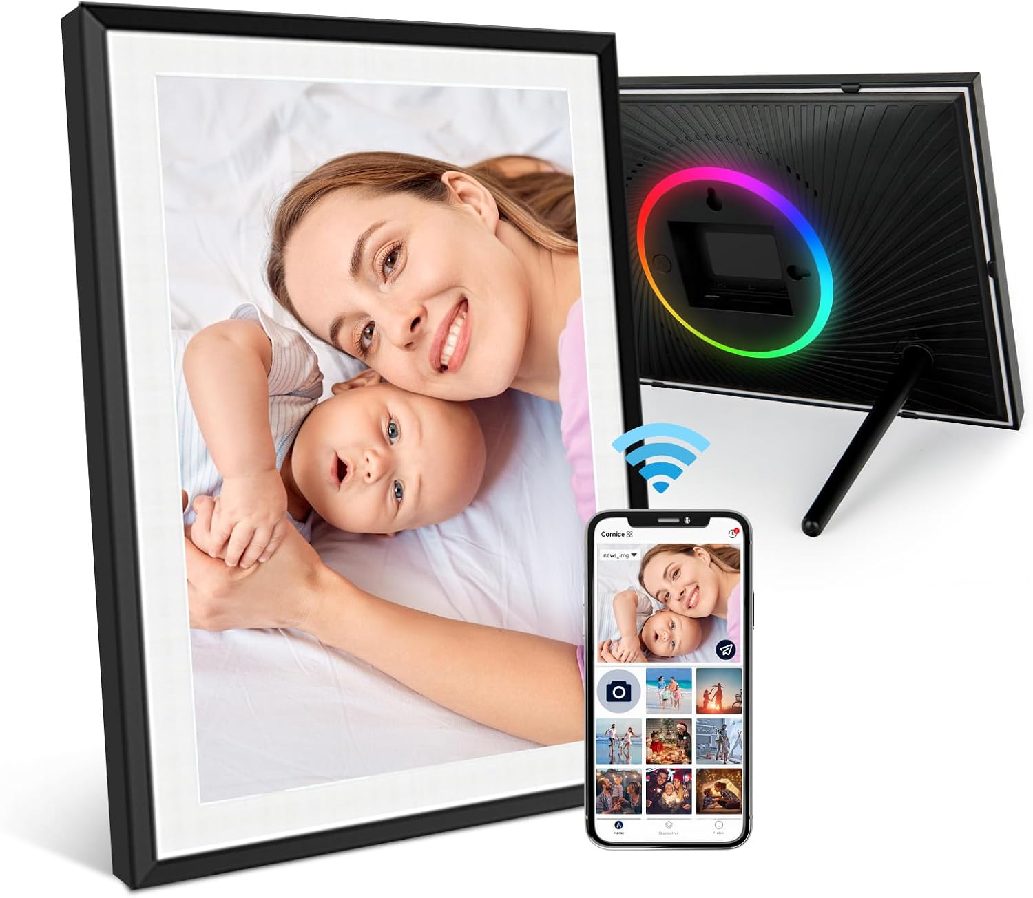 Detalle 2 de Cornice digitale WiFi Anna Bella da 10,1" (1280x800 HD) con rotazione automatica e memoria 32GB