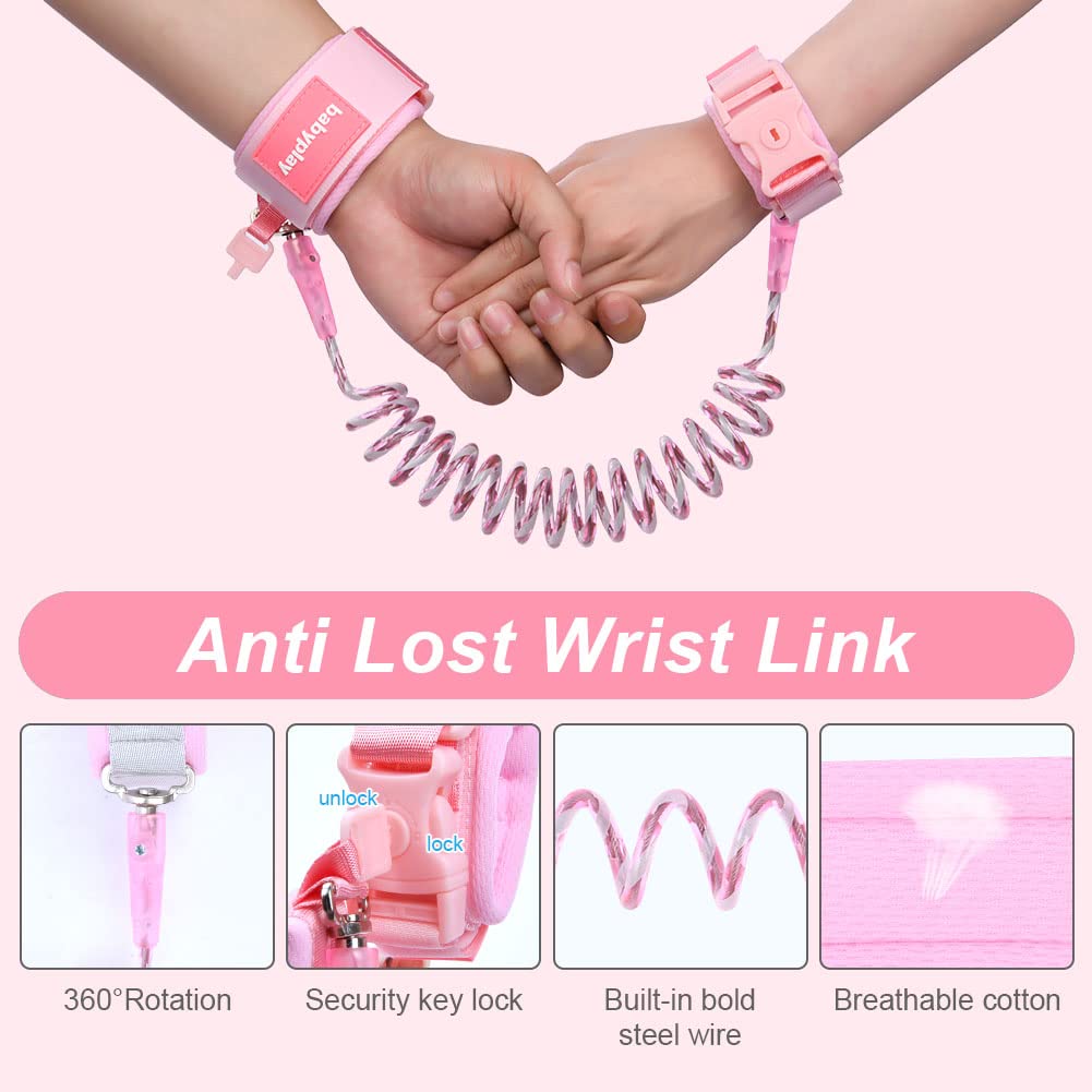 Detalle de AOMIG Baby Anti-verloren Gürtel mit 360° Drehfunktion und Sicherheitsschloss (rosa)