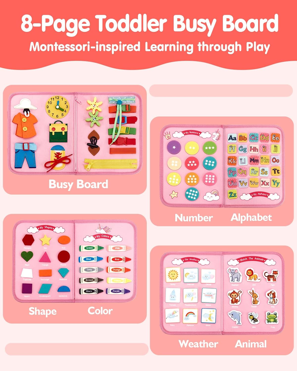 Detalle 2 de hahaland Busy Board for Toddlers 3