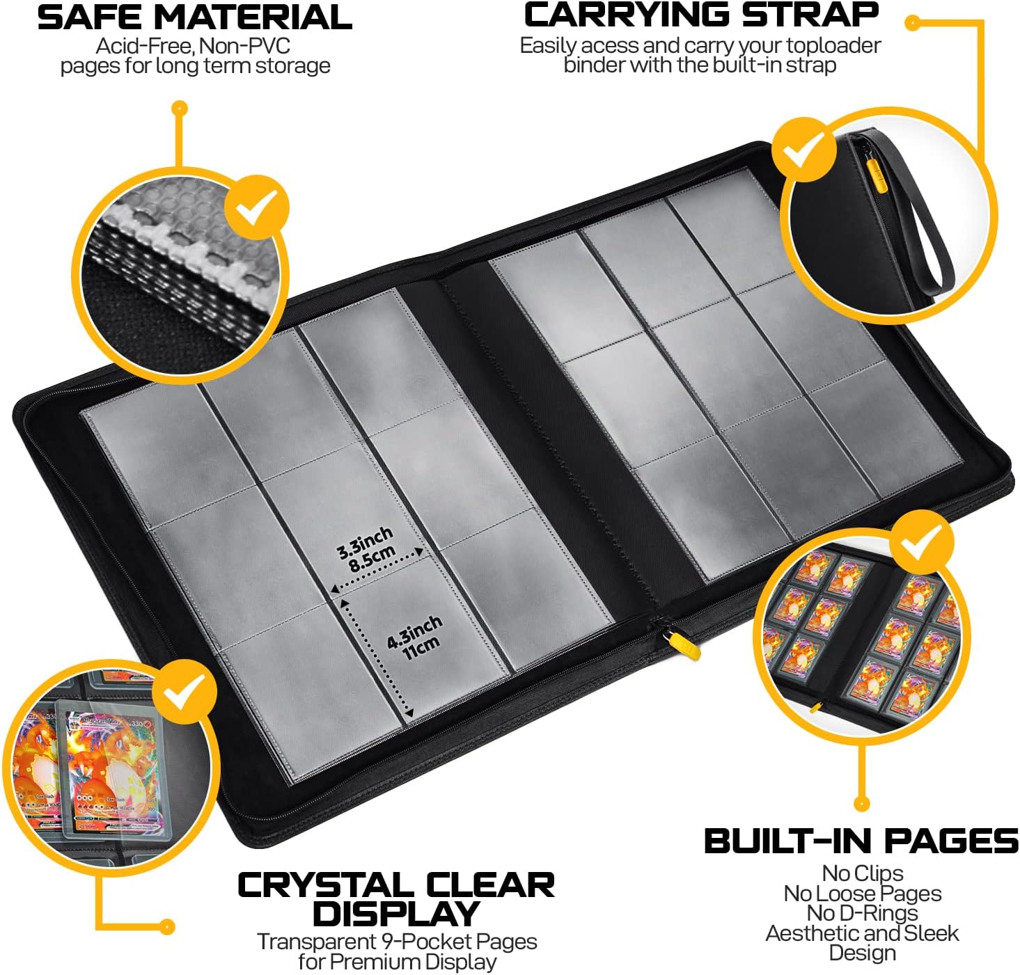 Detalle 2 de X PRO Top Load Card Binder: High-Capacity, Ringless Storage for 252 Top-Loading Cards