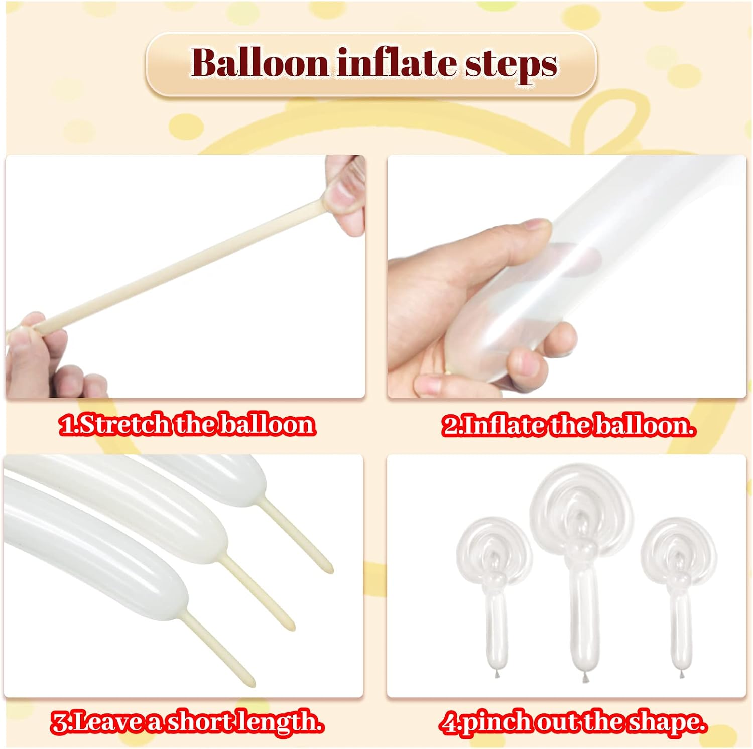 Detalle de 260 Balloons Clear Long Balloons 100 Pack – DIY Animal Twist Latex Balloons