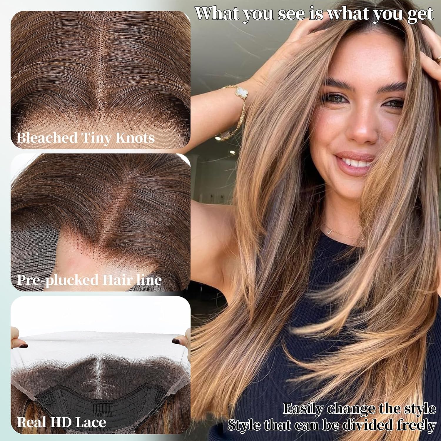 Detalle 2 de Honey Blonde 13x4 HD Lace Front Wig 26"