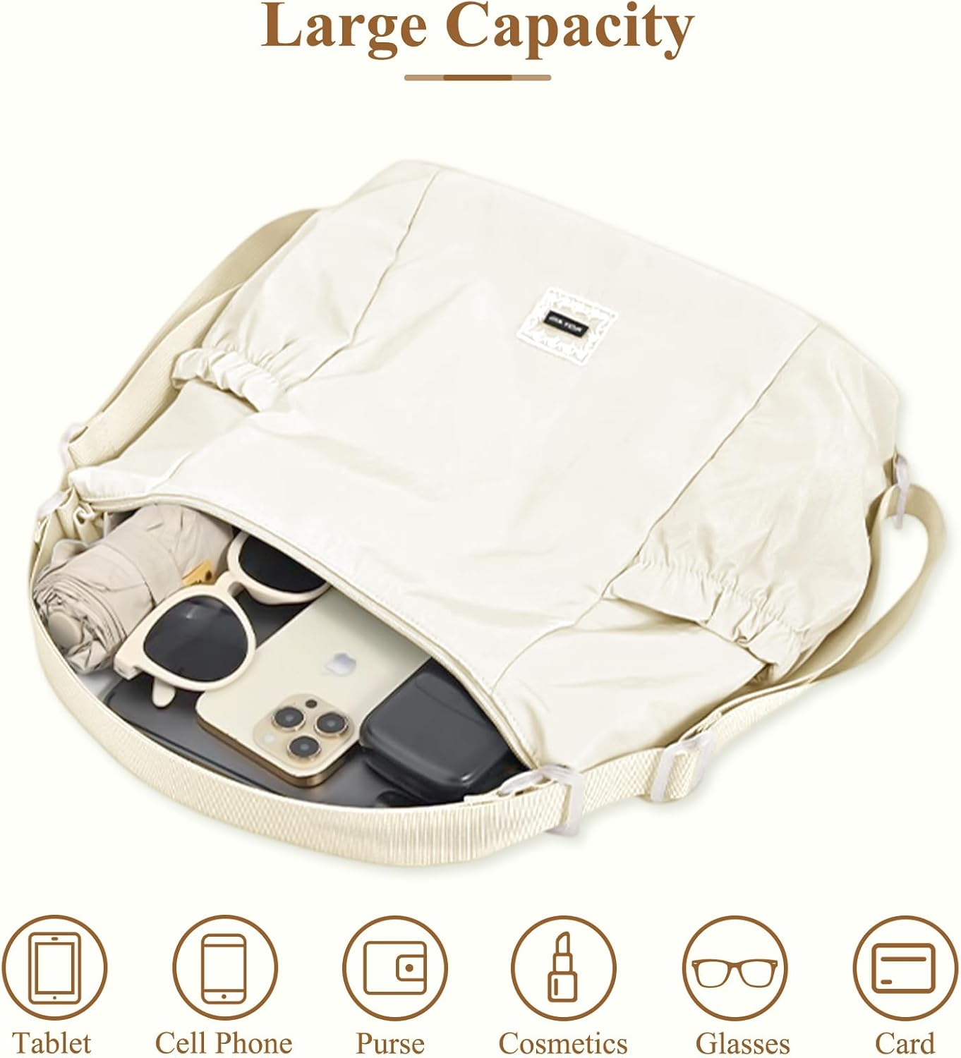Detalle de Mabecol Borsa Donna Zaino 2 in 1 Beige: tote trasformabile in zaino per università, lavoro e shopping