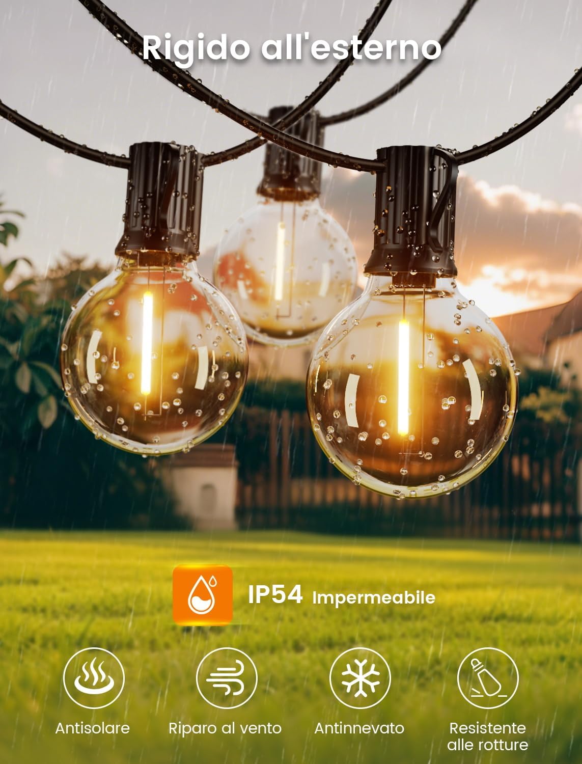 Thumbnail 3 de Torkase Catena luminosa da esterno 55 ft / 16,5 m con LED G40 e 25+1 luci