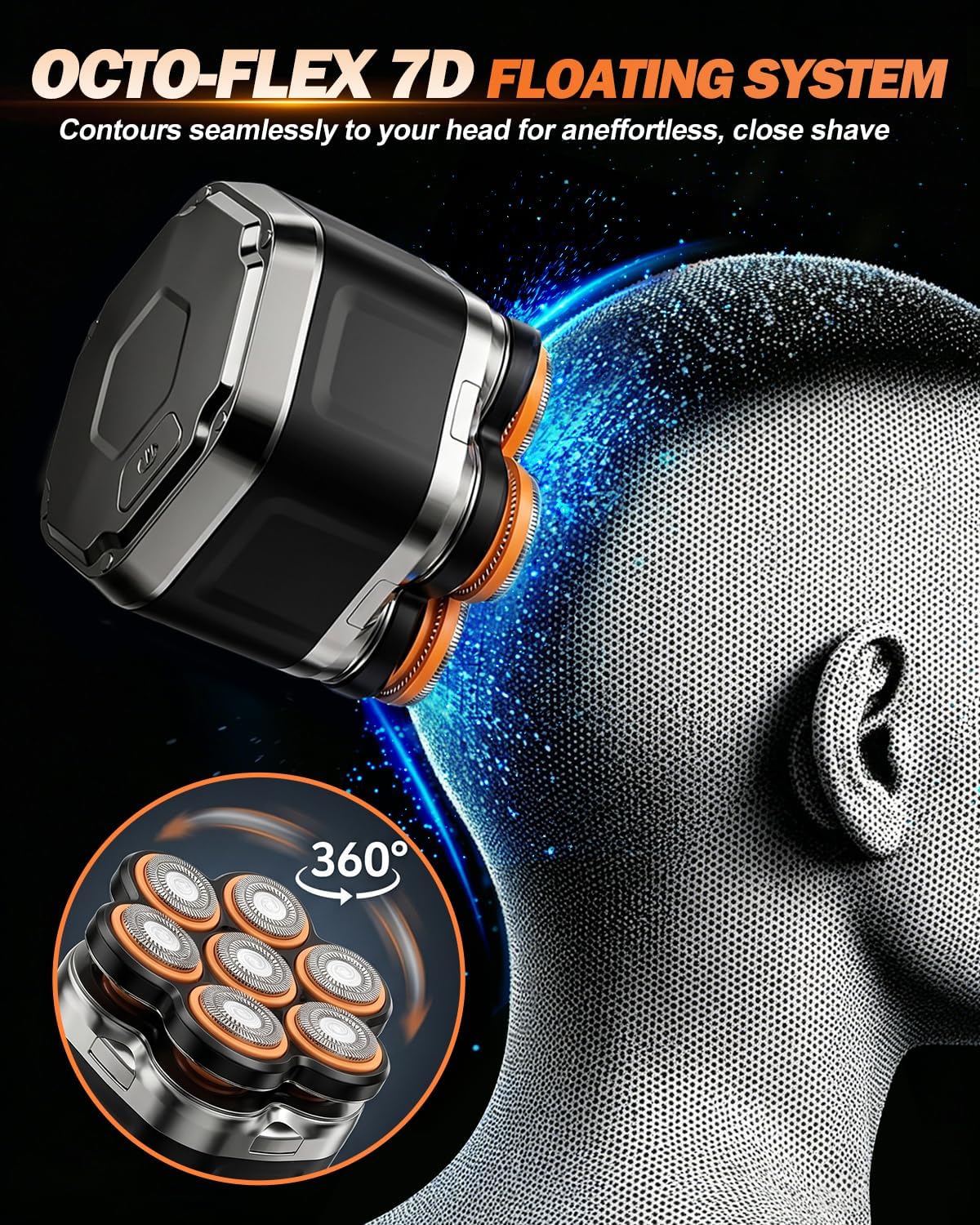 Detalle de Zenmos Mens Head Shaver Bald – 7D Electric with LED Display