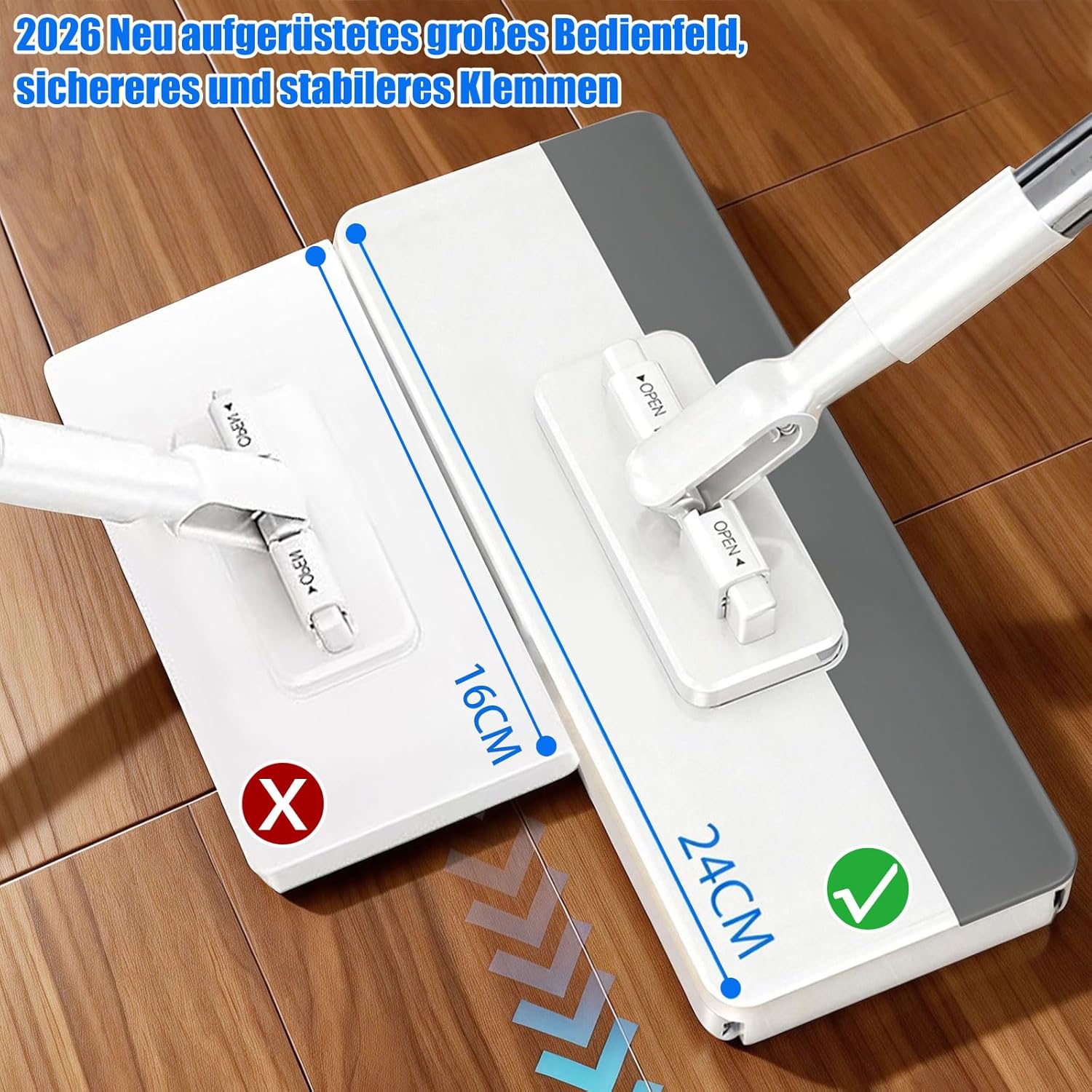 Thumbnail 1 de Lazy Snap Grip Flat Mop with 12 Washable Pads: Hands Free, One-Click Cleaning