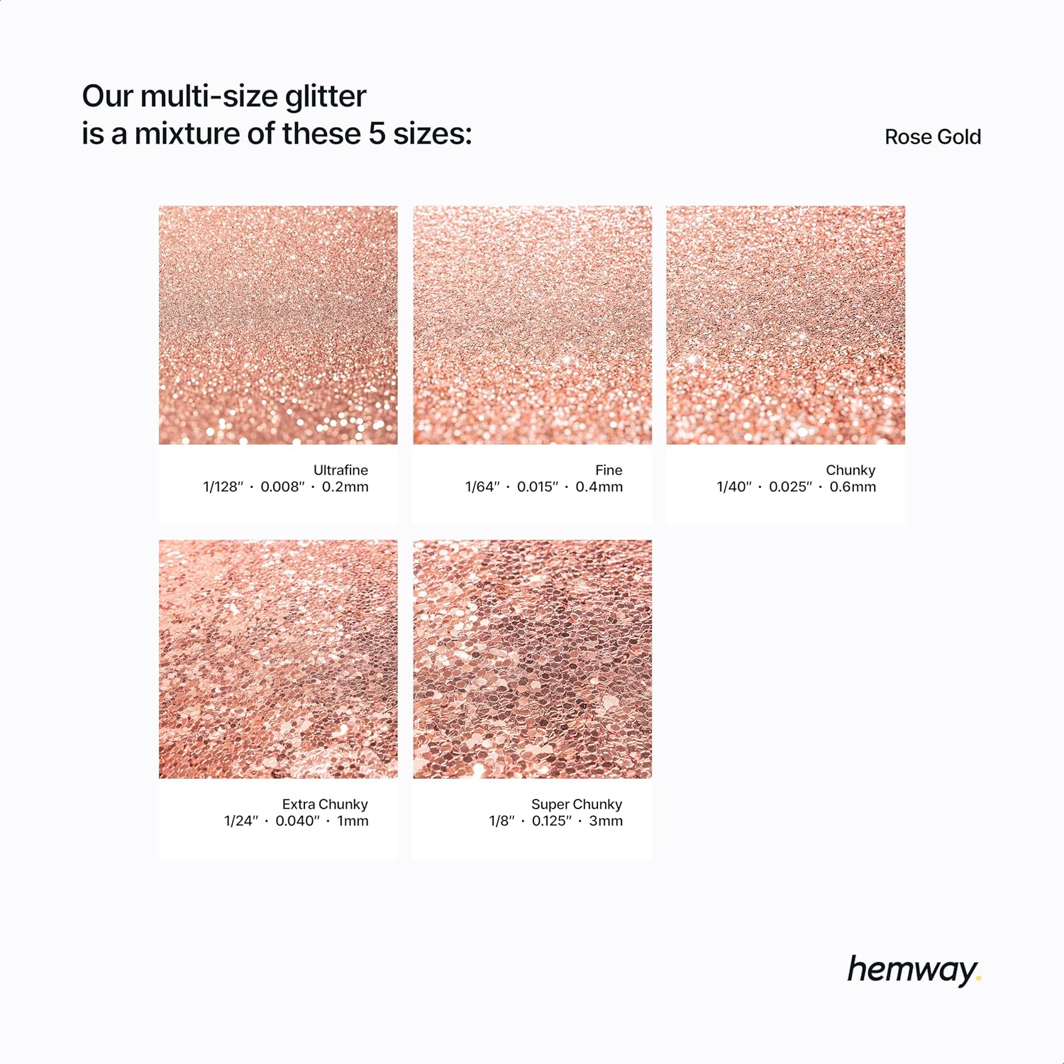 Thumbnail 2 de Hemway Ultra Sparkle Glitter Rose Gold (Multi Size) 100g – for arts & crafts, makeup and nail art