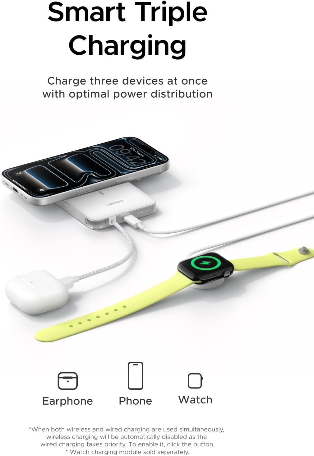 Thumbnail 5 de UGREEN MagFlow Air Qi2 15W Batteria Esterna 10000mAh – ultrasottile, ricarica wireless Qi2 e USB-C 30W (Bianco)