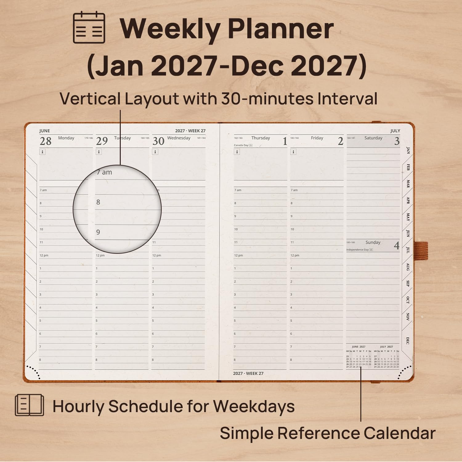 Detalle de POPRUN 2027 Weekly and Monthly Planner, 6.5 x 8.75-Inch, Hourly Layout