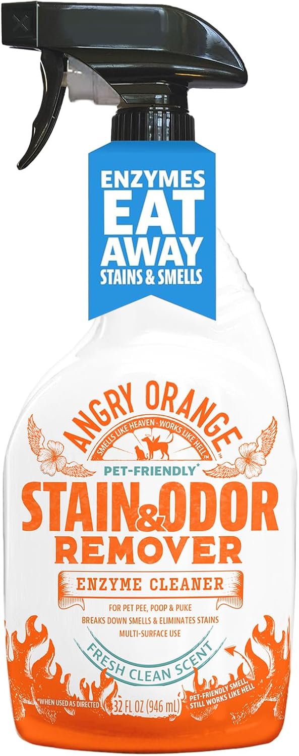 Detalle de ANGRY ORANGE Cat Urine Odor Eliminator Spray, Enzyme Cleaner, 32 oz