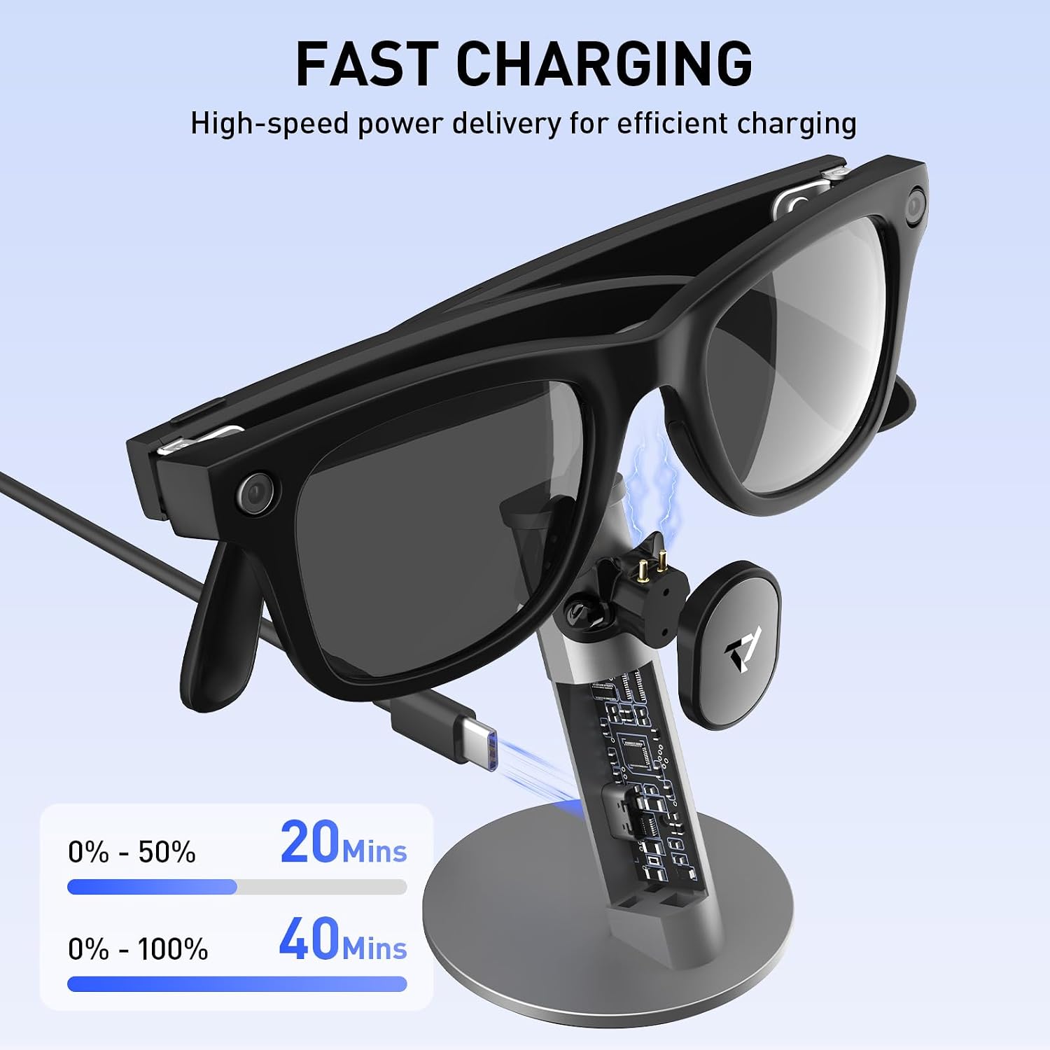 Detalle 2 de Station de Charge Carina S1 — Charge ultra-rapide pour Ray‑Ban Meta Lunettes Intelligentes (Gen 1 & 2)
