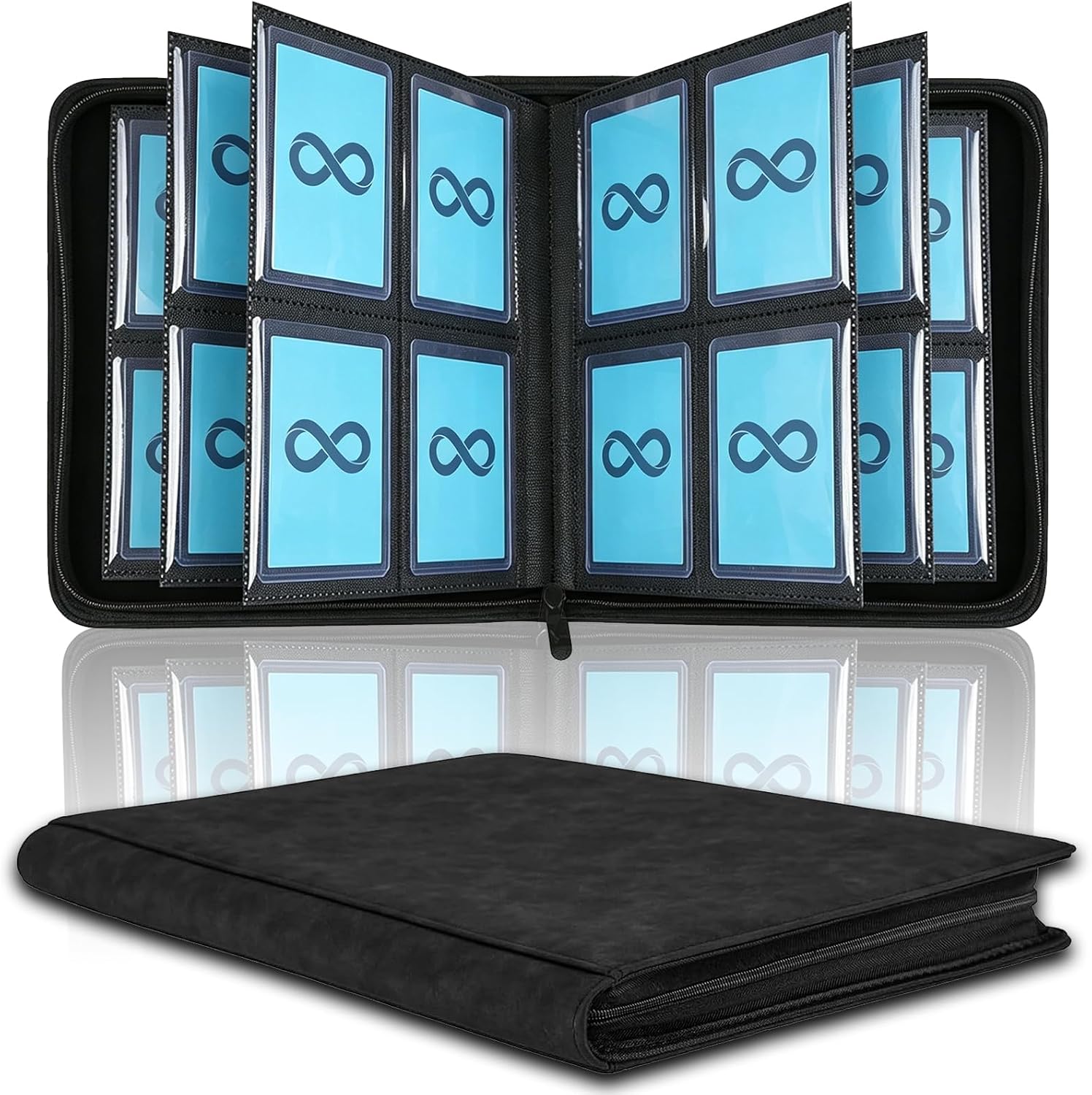 Detalle de Toploader Sammelkarten Album für 112 Karten – 4 Fächer, 3x4 Zoll, Schwarz