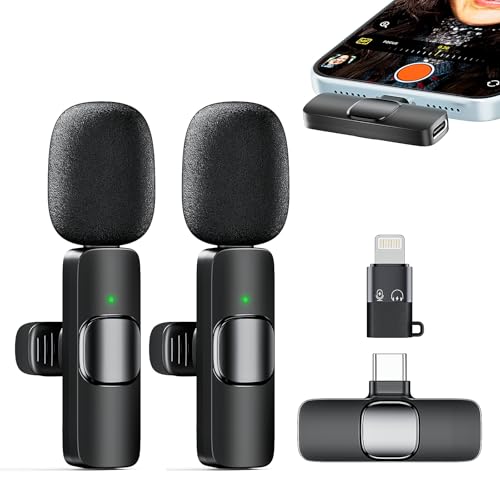 Micrófono Inalámbrico Solapa para iPhone iPad Android Ordenador, Mini Microfono Inalambrico para Movil,Micrófono Lavalier Inalámbrico Plug-Play Inalambrico, para Grabación de Vídeo, Vlogging, Tiktok