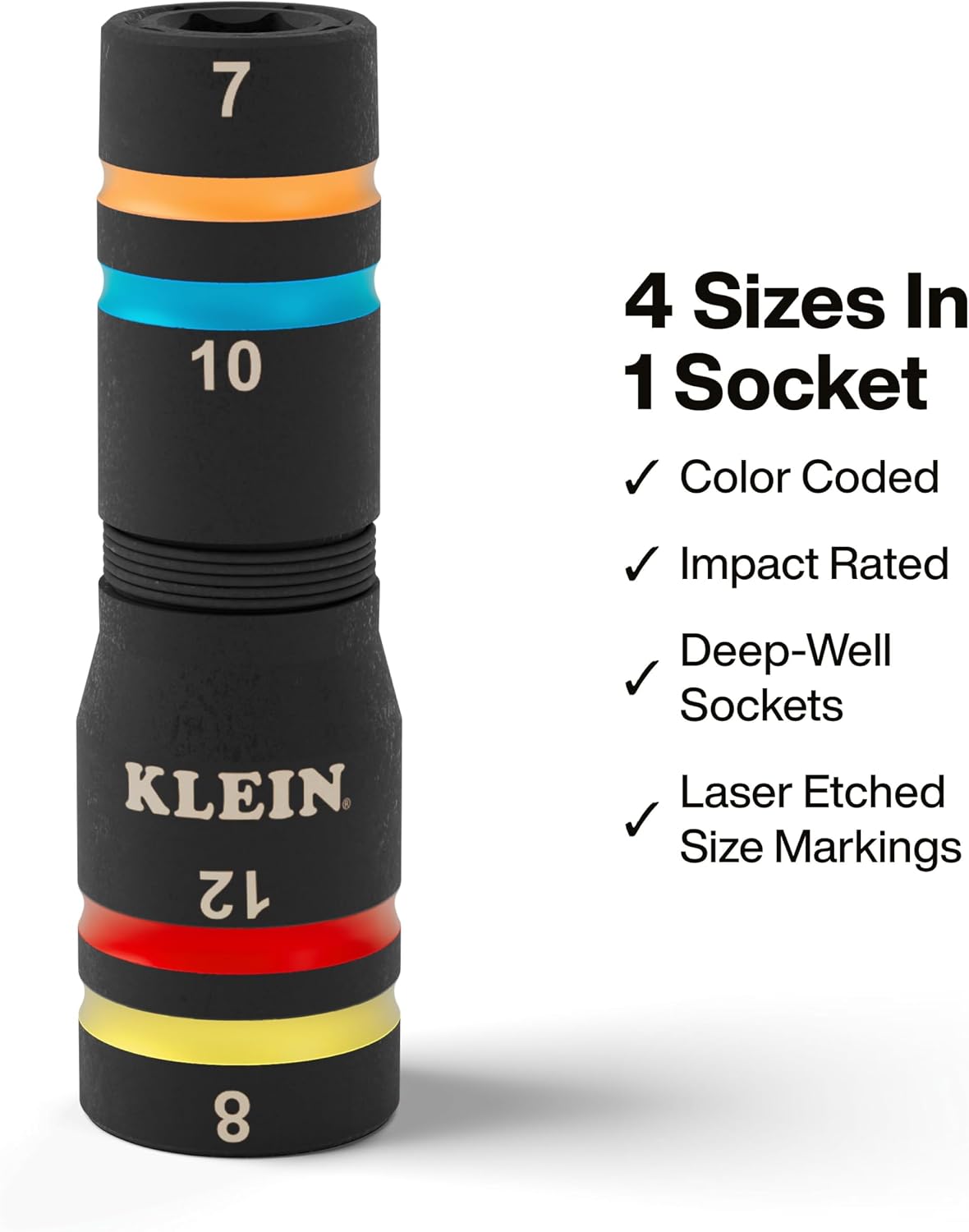 Detalle 2 de Klein Tools 652MQS インパクト対応クアッドソケットセット 8サイズ・カラーコード付き