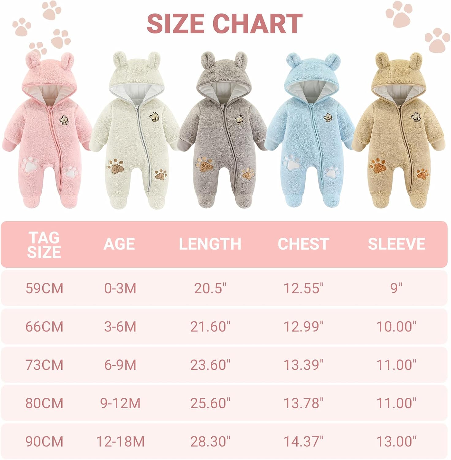 Thumbnail 5 de JiAmy Newborn Winter Hooded Romper 0-12m
