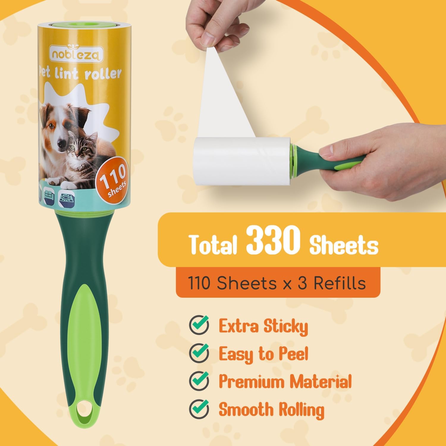 Thumbnail 1 de Nobleza Rullo leva peli Animali Extra appiccicosi con 330 fogli (110 fogli per ricarica)