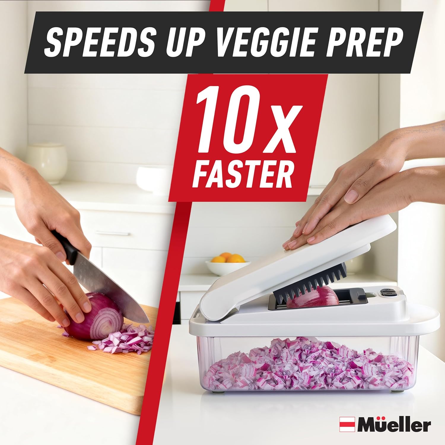 Detalle de Mueller Pro-Series 10-in-1 Vegetable Chopper with 8 Blades 🥗