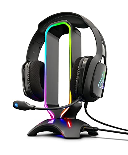 Detalle de THE G-LAB K-Stand Radon: Supporto per Cuffie da Gioco con RGB e HUB USB 2x2.0