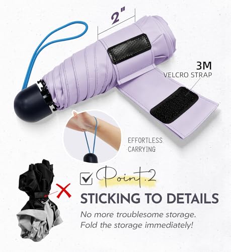 Thumbnail 2 de LILAC Compact Travel Umbrella for Purse – Windproof, UV protected, 30% thicker shaft
