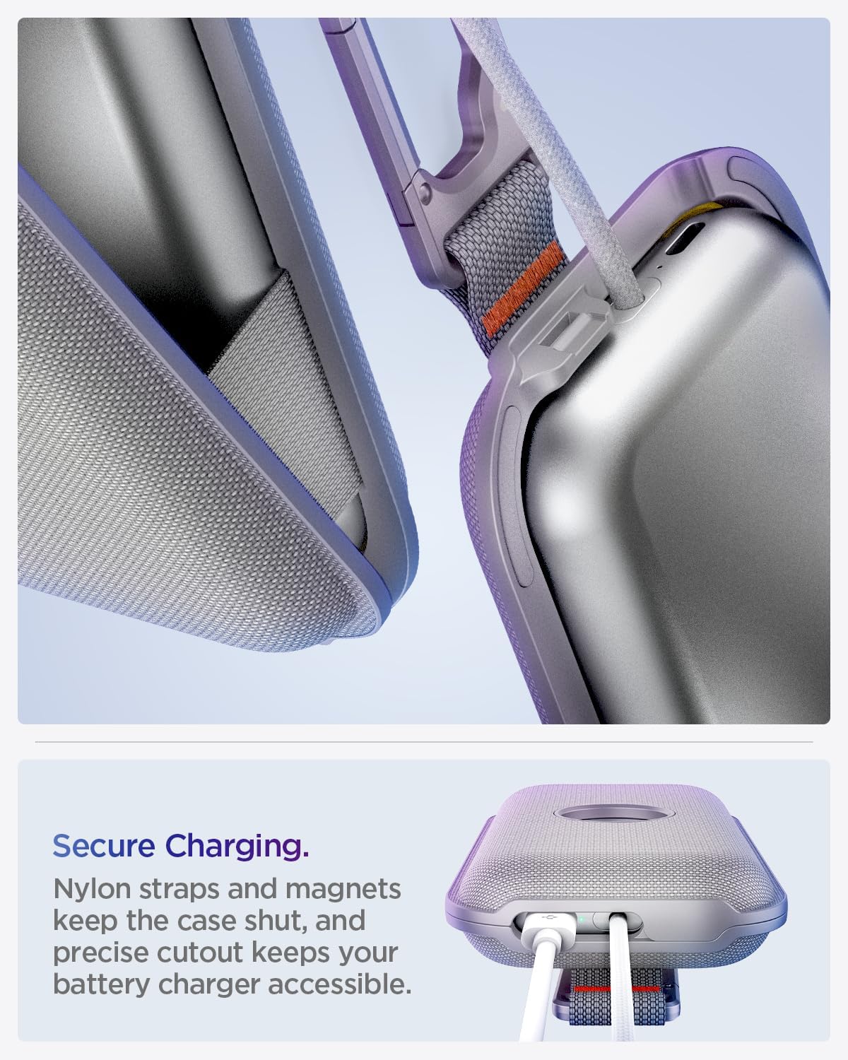 Thumbnail 5 de Spigen Klasden Custodia batteria per Apple Vision Pro M5 (2025) / M2 (2024) con clip da cintura e moschettone – Grigio Carbone
