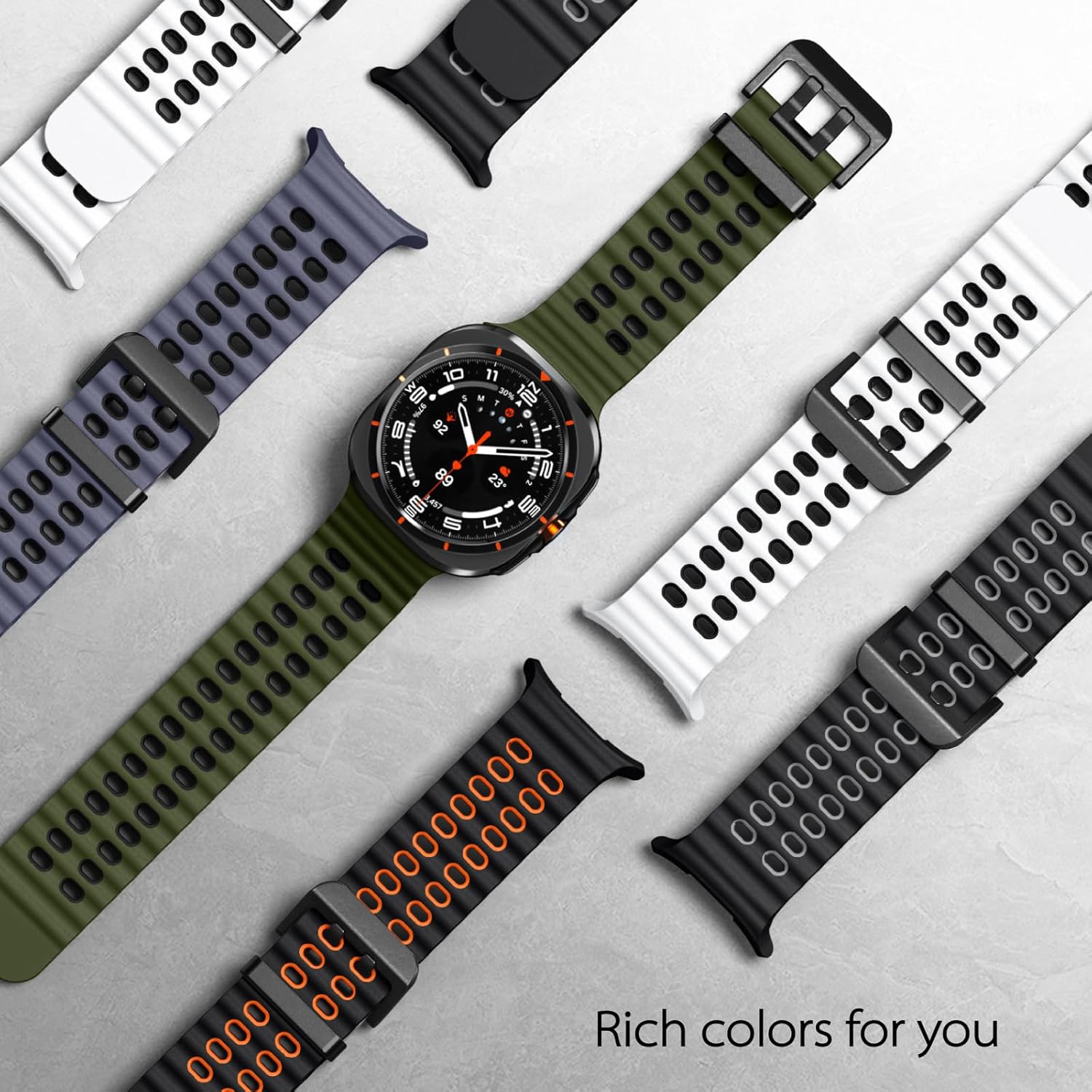 Thumbnail 3 de Joehwerr 2 Pack Sport Strap for Samsung Galaxy Watch Ultra 47mm (2024/2025) – Breathable Silicone Wristbands