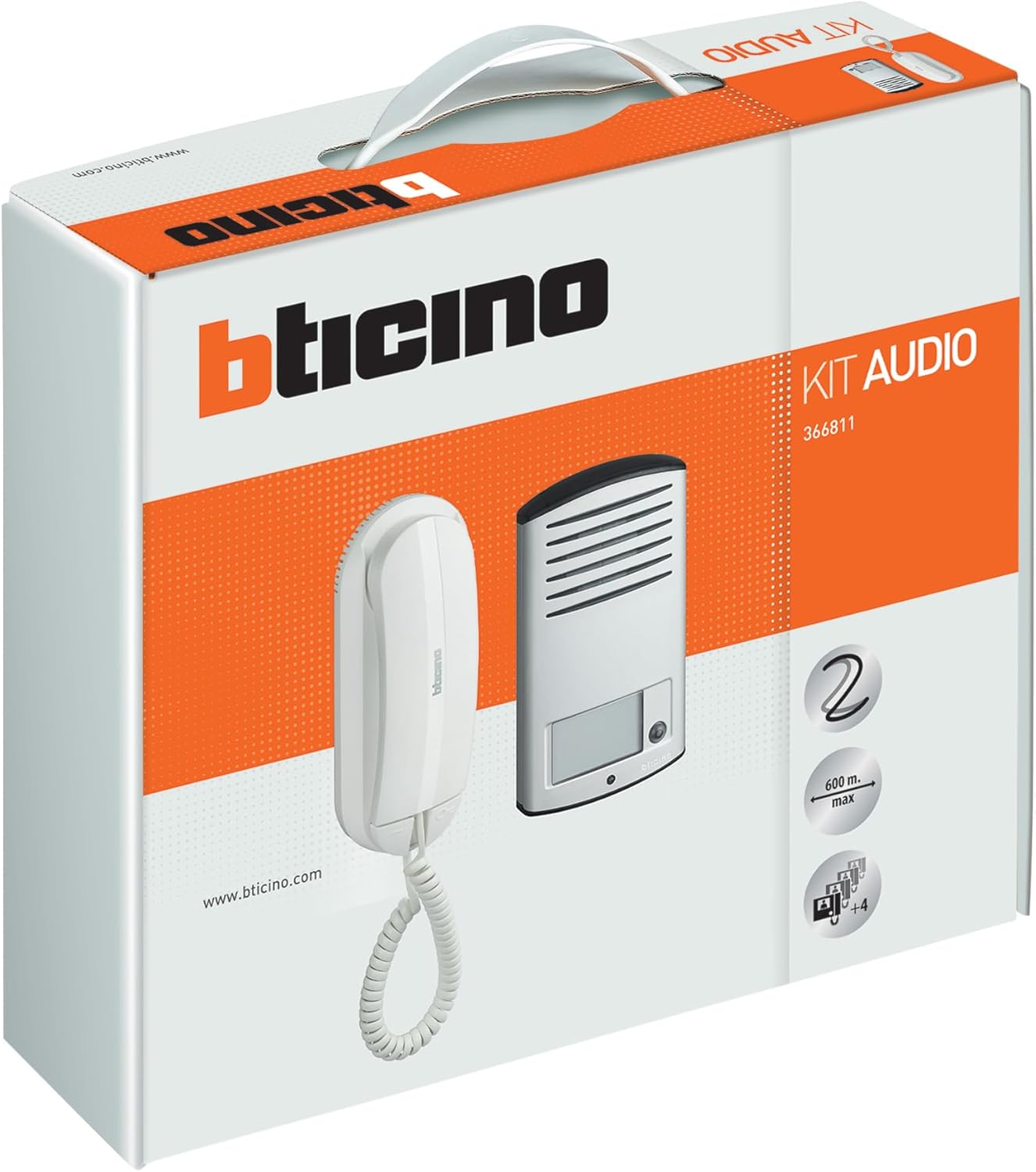 BTICINO Kit Audio Monofamiliare 2 Fili con Citofono e Pulsantiera Linea 2000 – 366811