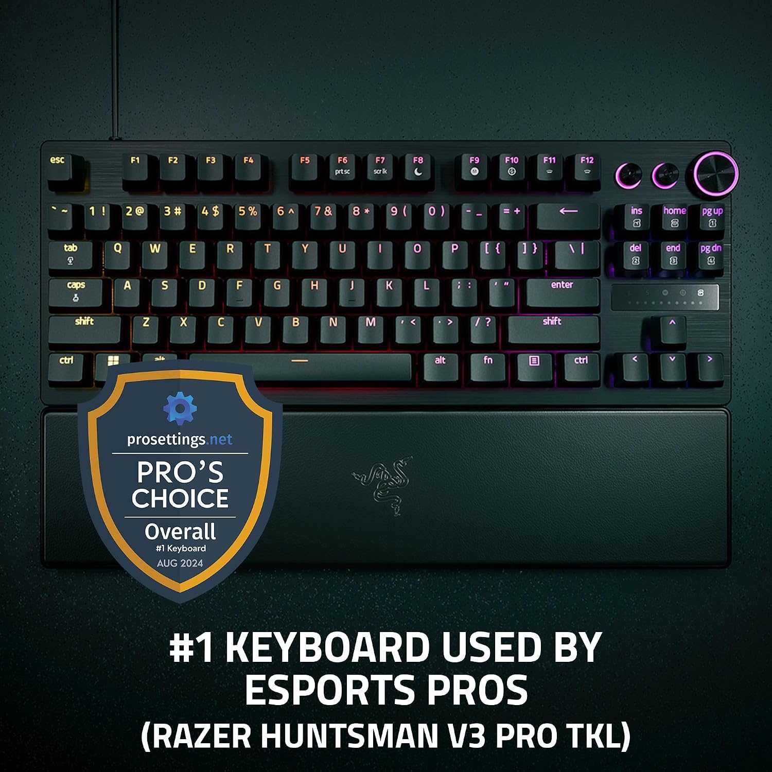 Detalle de Razer Huntsman V3 Pro Tenkeyless (TKL) Analog Optical Gaming Keyboard – Snap Tap & Rapid Trigger, UK QWERTY, Black