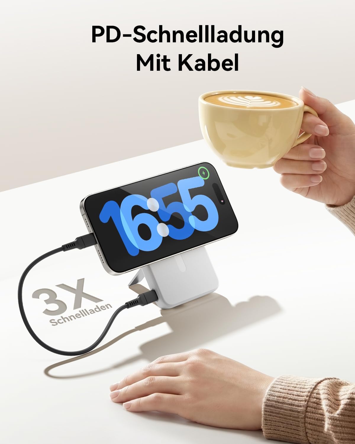 Thumbnail 2 de Powerbank für MagSafe 12000mAh – Kabelloses, 3-in-1 Ladegerät mit 22,5W PD, integrierter Drehständer und LED-Anzeige