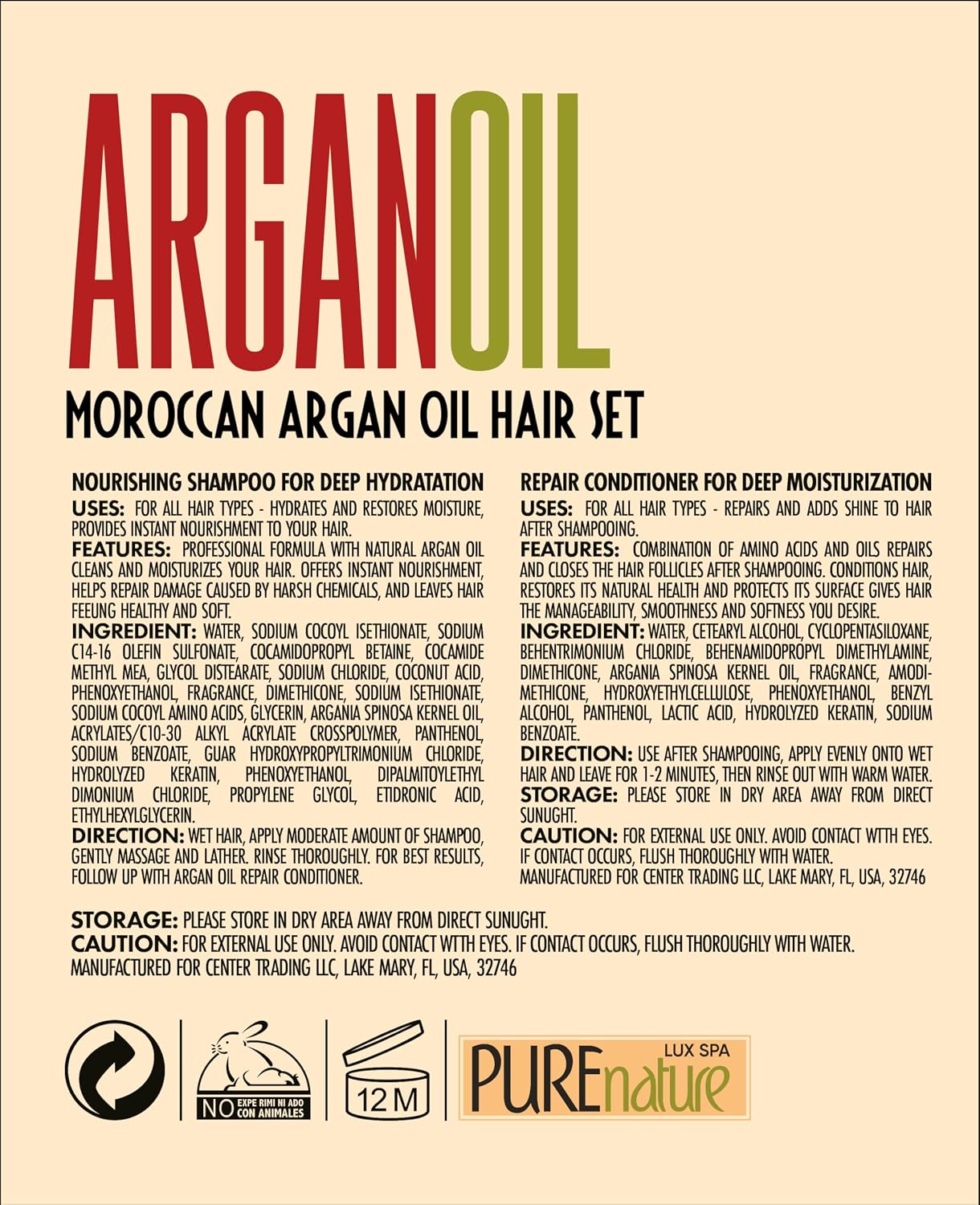 Thumbnail 6 de PURE NATURE LUX SPA Moroccan Argan Oil Shampoo and Conditioner Set, Sulfate-Free with Keratin