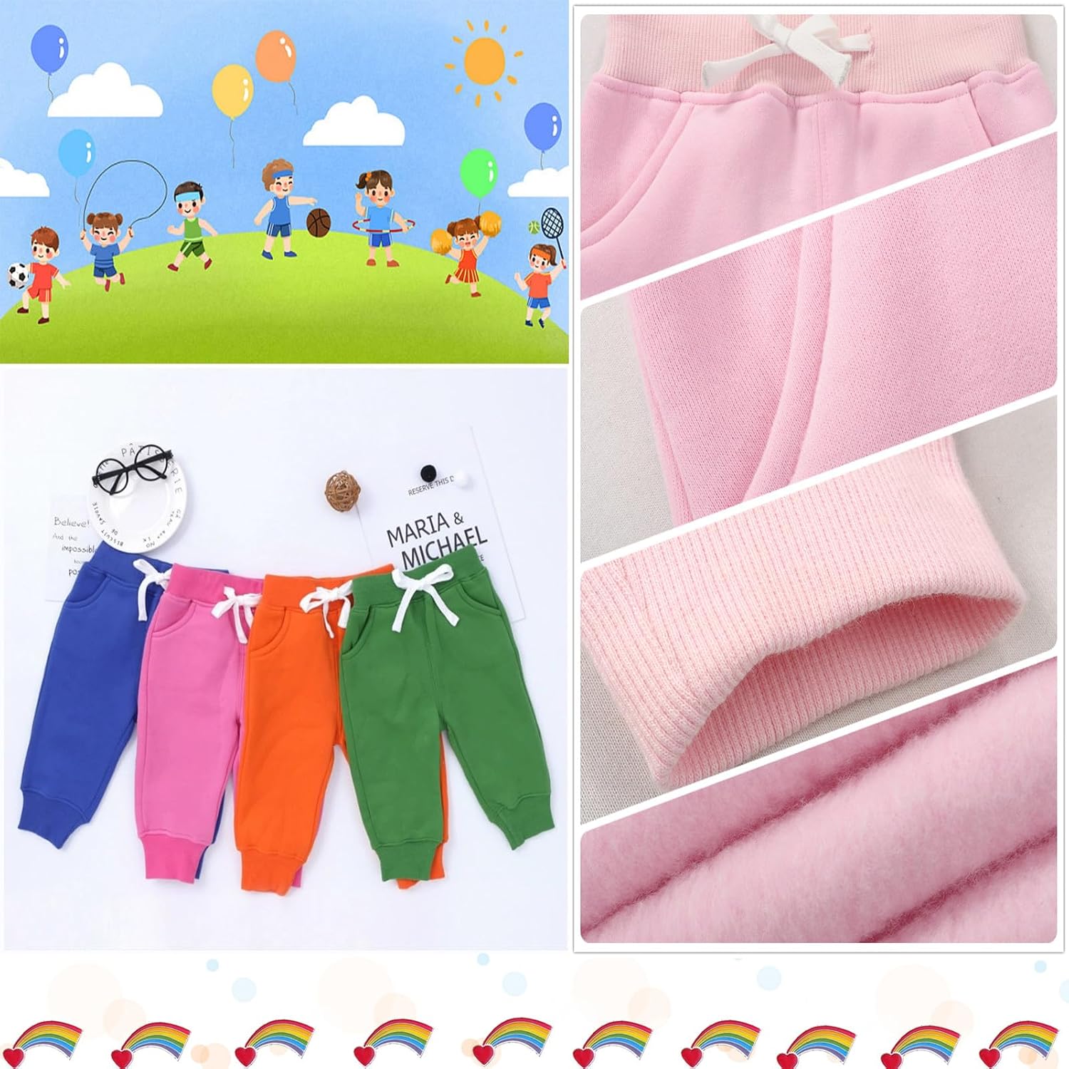 Detalle de CuteOn Unisex Kids Elastic Waist Cotton Warm Trousers (1–5 Years)