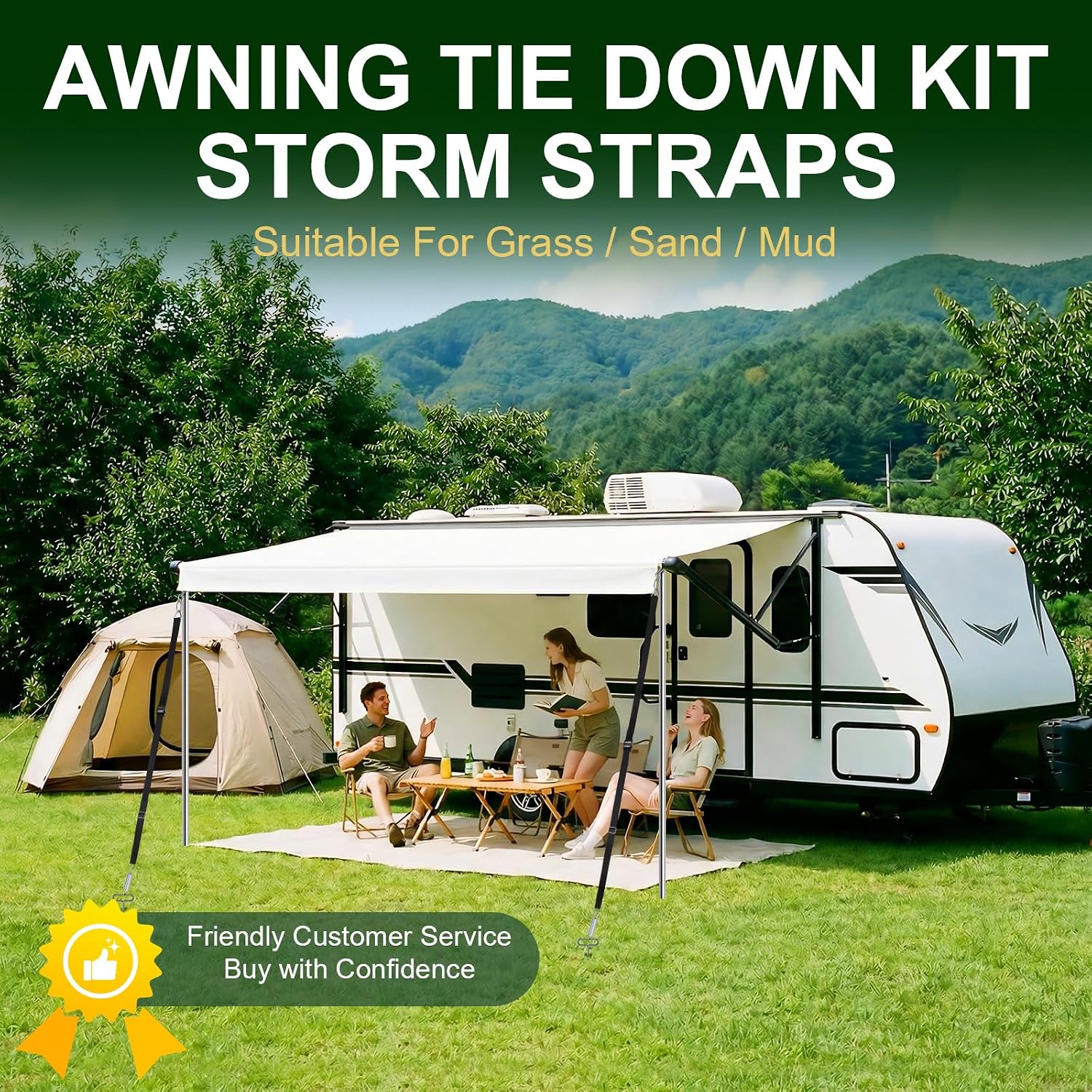 Thumbnail 6 de SCHINTILLO Awning Tie Down Kit for Thule Omnistor with 39cm Ground Anchors and Storm Straps