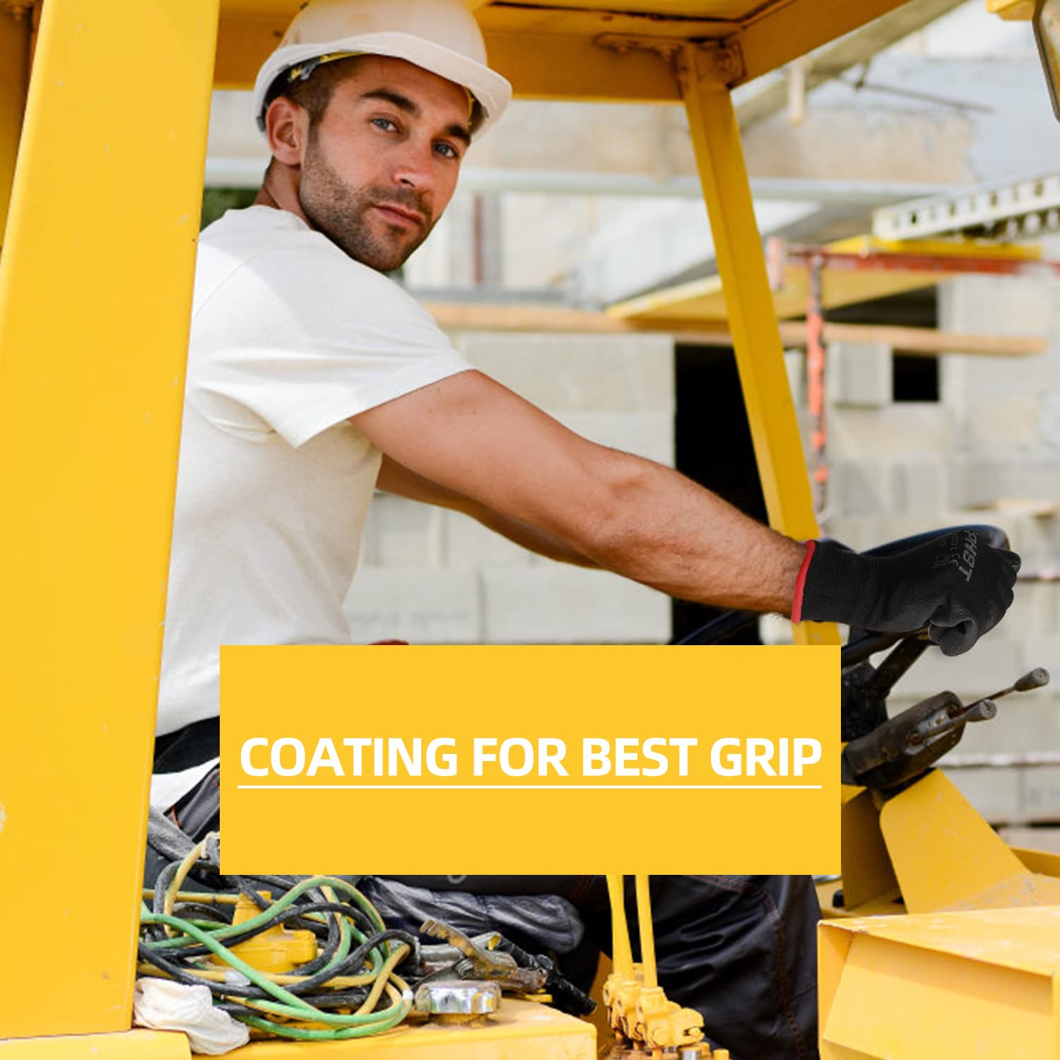 Thumbnail 6 de HPHST PU-beschichtete Arbeitshandschuhe – 12 Paar Montage-/Gartenhandschuhe, rutschfest, schwarz (Large)