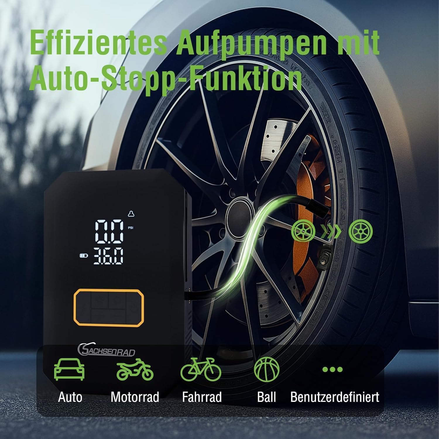 Thumbnail 3 de SachsenRAD Starthilfe Powerbank für PKW mit 12V Luftkompressor (bis 150 PSI) und 1.200A Jump Starter