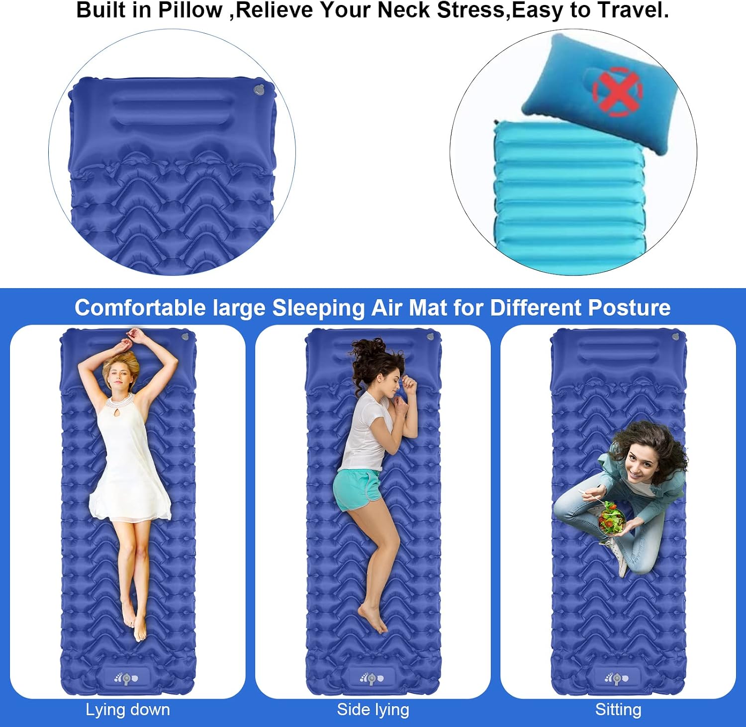 Thumbnail 4 de MOXILS DM-SLP02 Inflatable Sleeping Pad with Built-In Foot Pump
