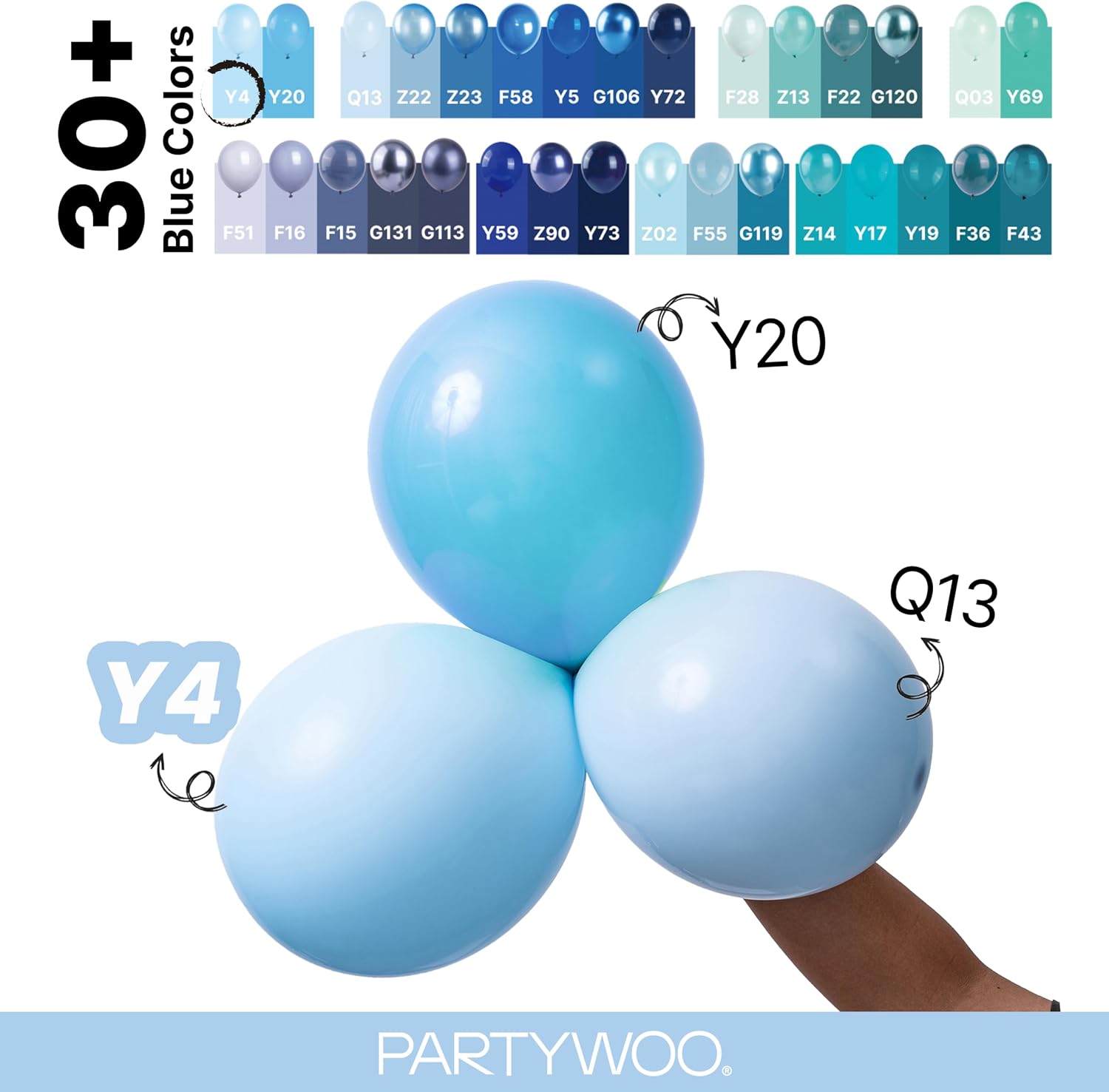 Detalle de PartyWoo Light Blue Latex Balloons 18-Inch
