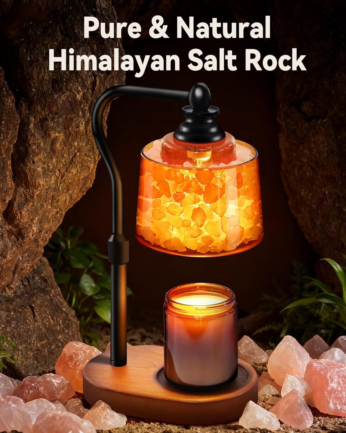 Detalle de CaHomet MH01 3-in-1 Candle Warmer Lamp, Dimmable with Himalayan Salt