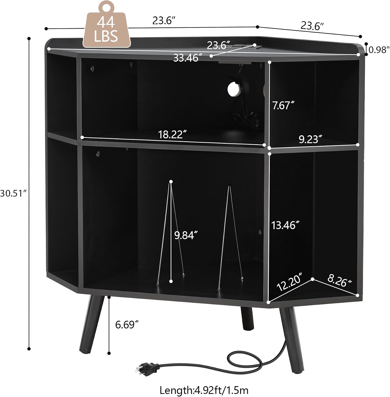 Detalle de MAHYIZYI Corner Record Player Stand, 3-Tier