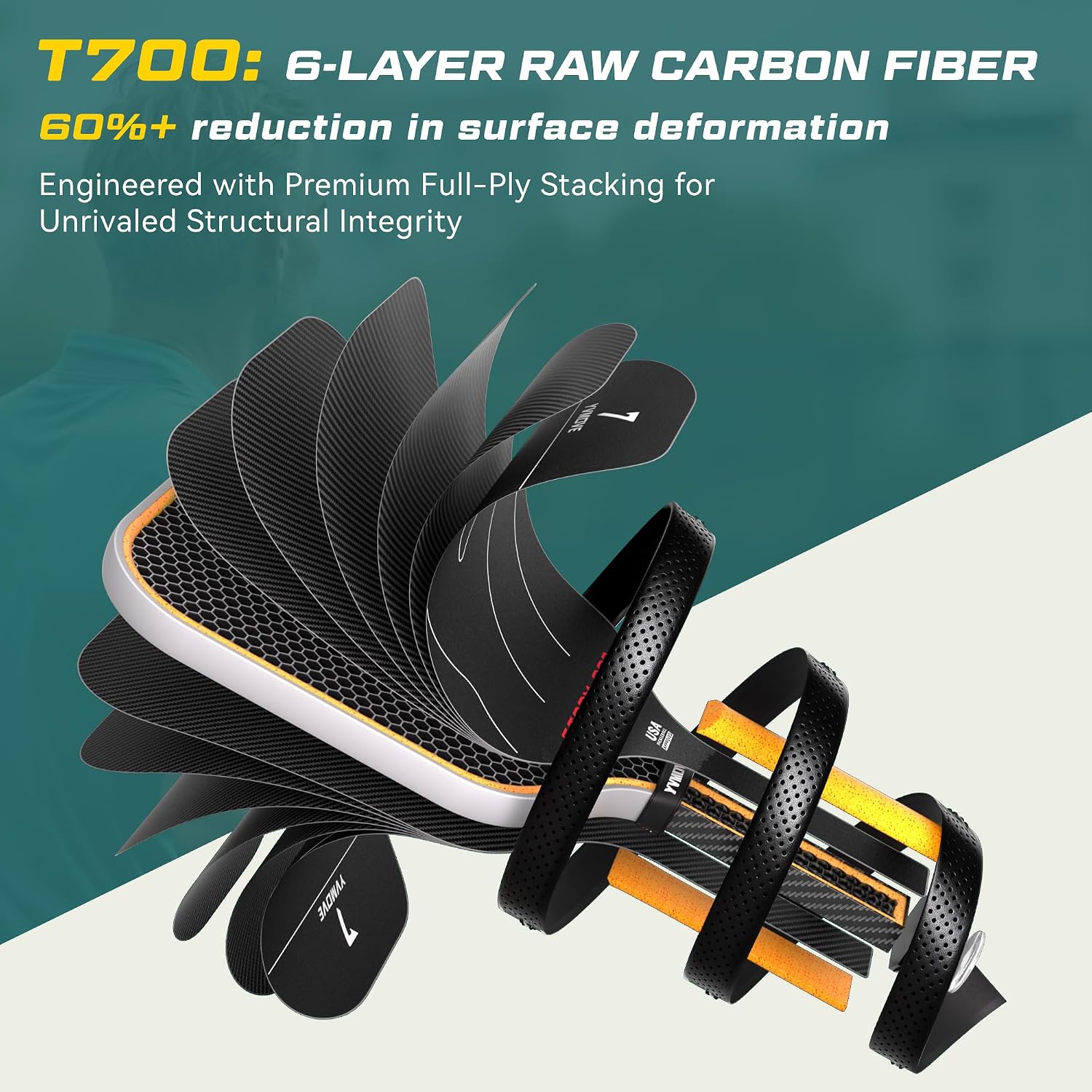 Detalle 2 de YVmove Pickleball Paddle Carbon Fibre