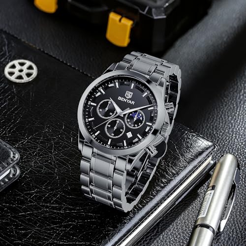 Thumbnail 3 de Reloj cronógrafo analógico BENYAR para hombre, impermeable 3 ATM y con iluminación